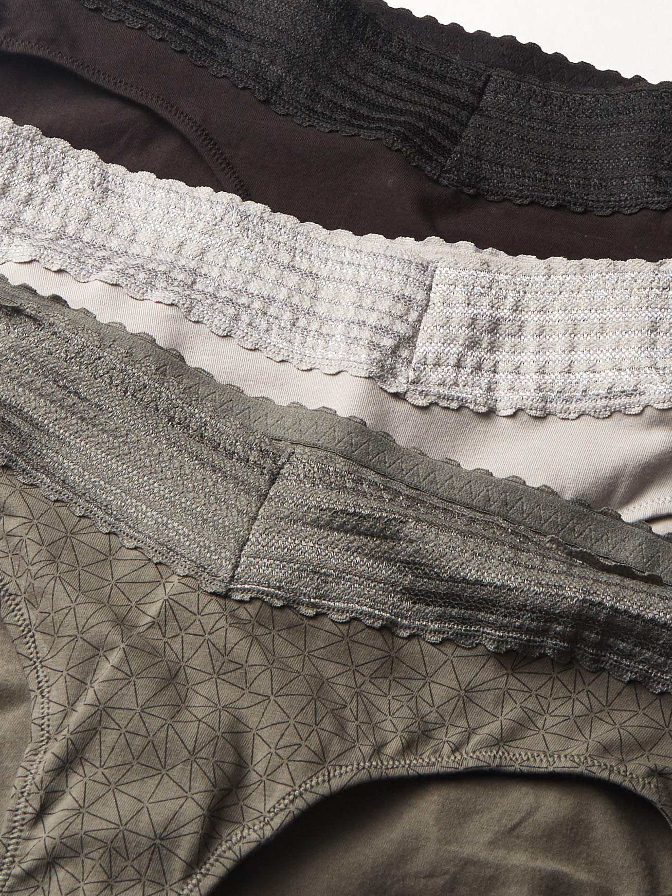 Warner's Blissful Benefits No Muffin Cotton Stretch Lace Hipster Panties, XX-Large, Stone Crystal Web/Platinum/Black, Model RU2263W