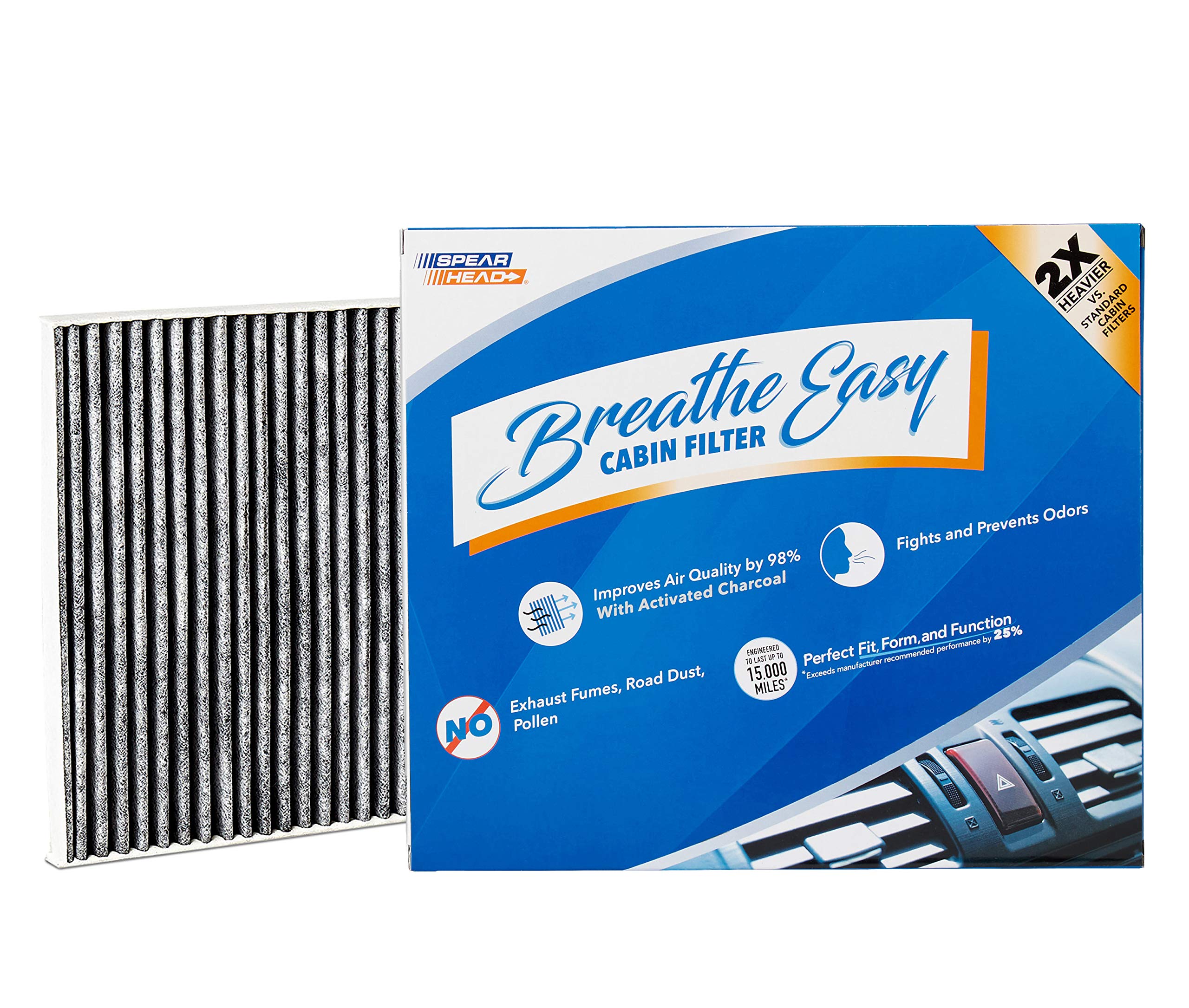 Spearhead Odor Defense Breathe Easy Ac & Heater Cabin Filter, Fits Like Oem, Up To 25% Longer Lasting W/Activated Carbon (Be-709
