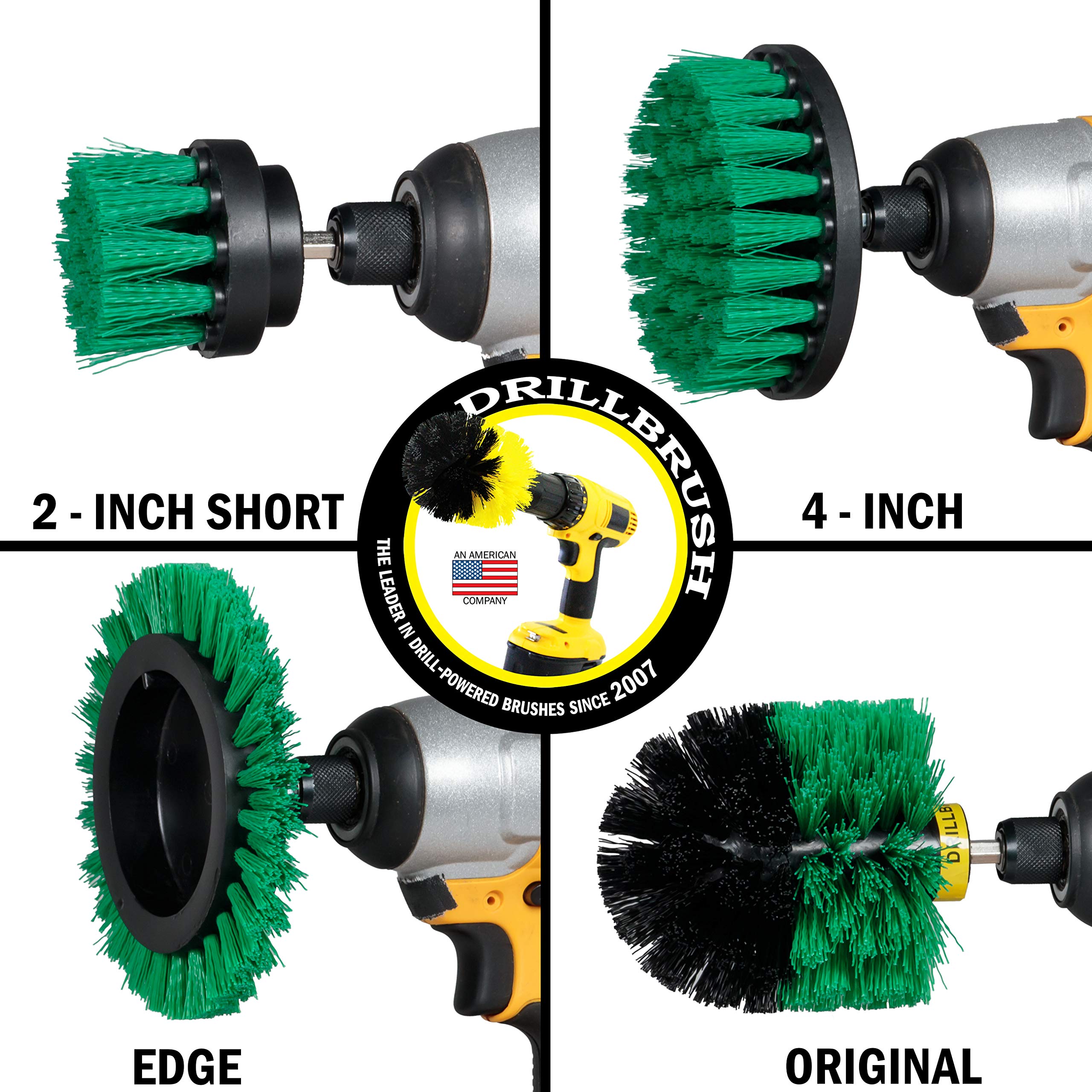 Drillbrush Green – Drill Power Kitchen Scrub Brush Kit – Oven Cleaning Drillbrush Attachment – Drill Scrubber Attachment For Dishes – Stove Cleaning Brush For Drill - Electric Spin Scrubber Cleaning