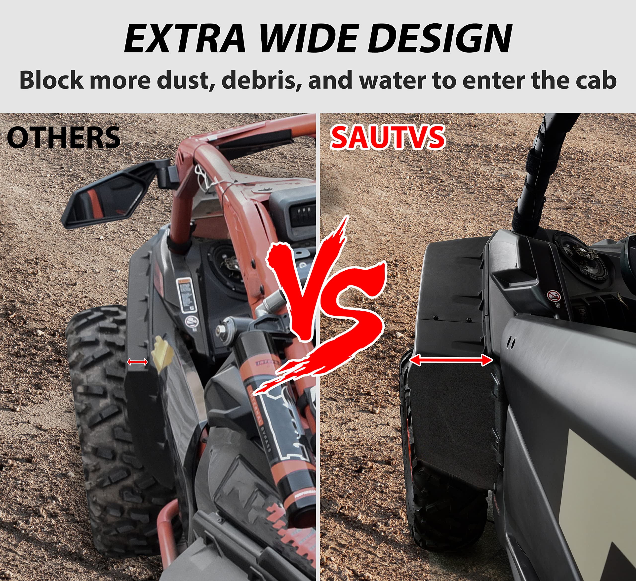 SAUTVS Fender Flares Kit for Can-Am X3, XXL Front Mud Guards, Polypropylene, 2017-2025 Models, 2PCS