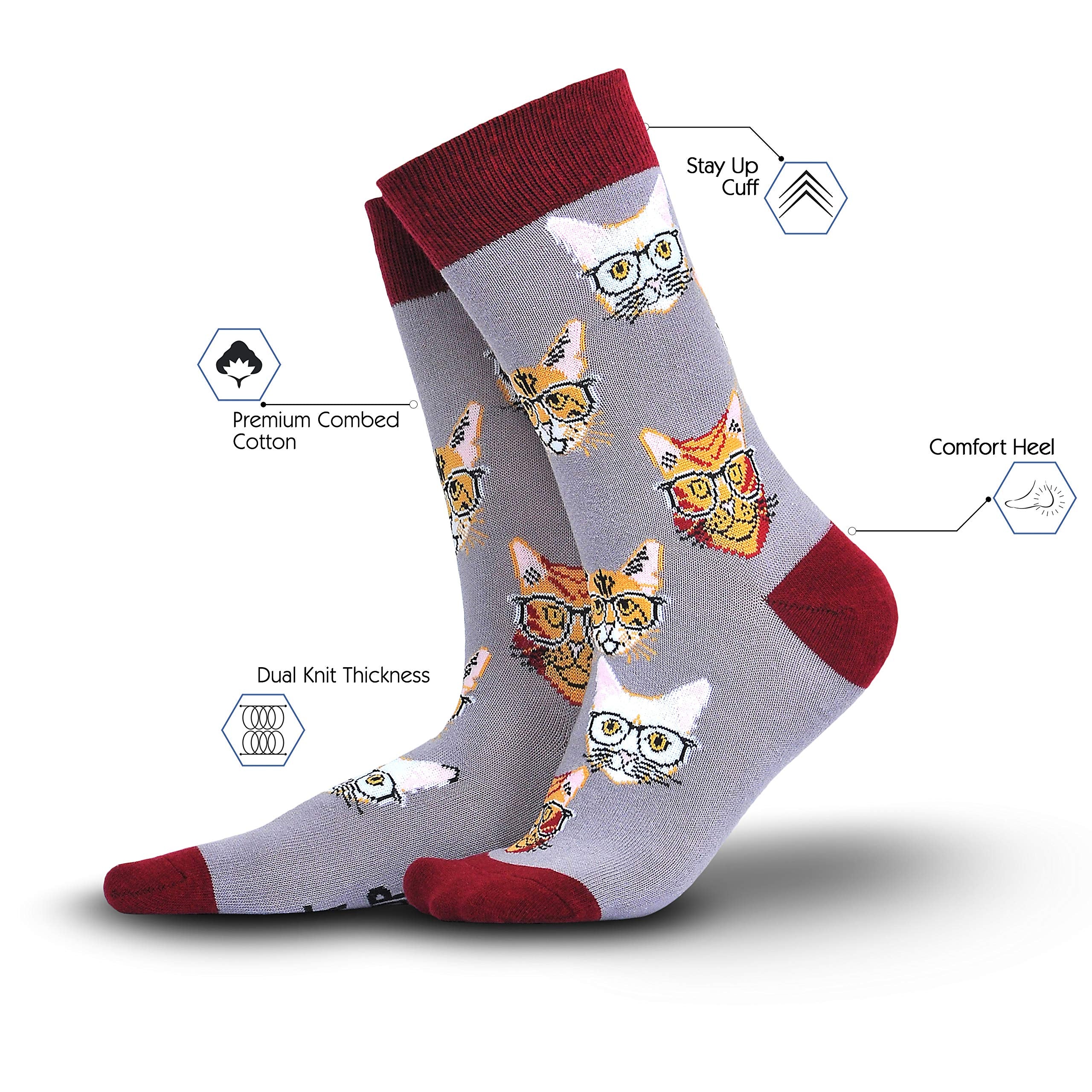 Cavertin Women's Cat Lover Novelty Socks Gift Box - One Size, Fun Designs for Dog Moms, Book Lovers, Llama, Unicorn, Sloth, Corgi