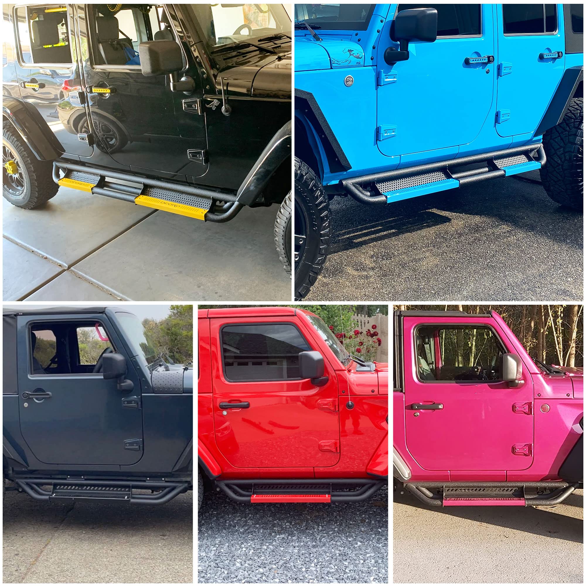 Oedro 6 Inch Running Boards, Drop Side Steps Compatible With 2018-2025 Jeep Wrangler Jl & Unlimited 4 Door, Steel Nerf Bar With