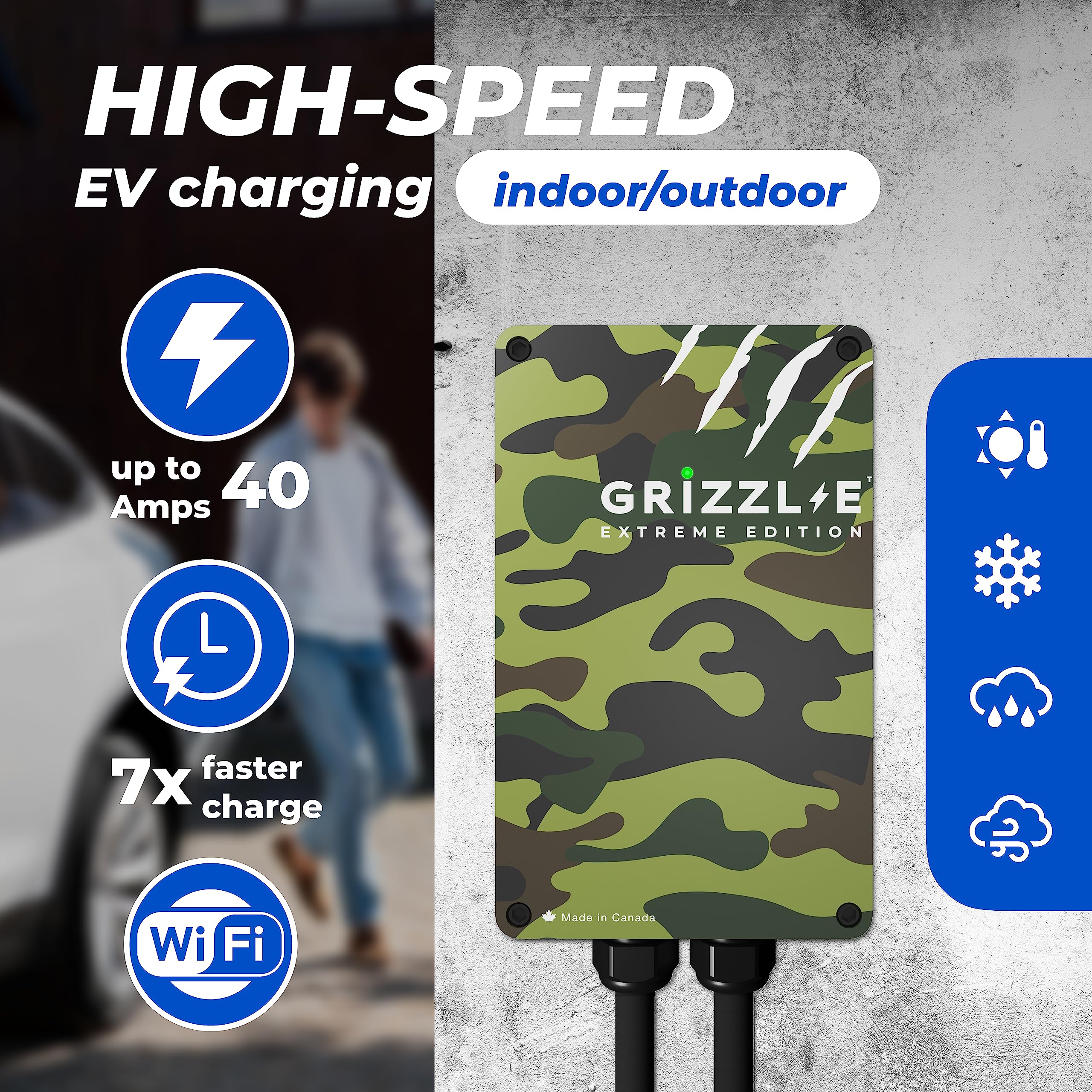 Grizzl-E Smart Level 2 240V / 40A Electric Vehicle (EV) Charger, Metal Case, UL Tested and Certified, Energy Star, Indoor/Outdoo