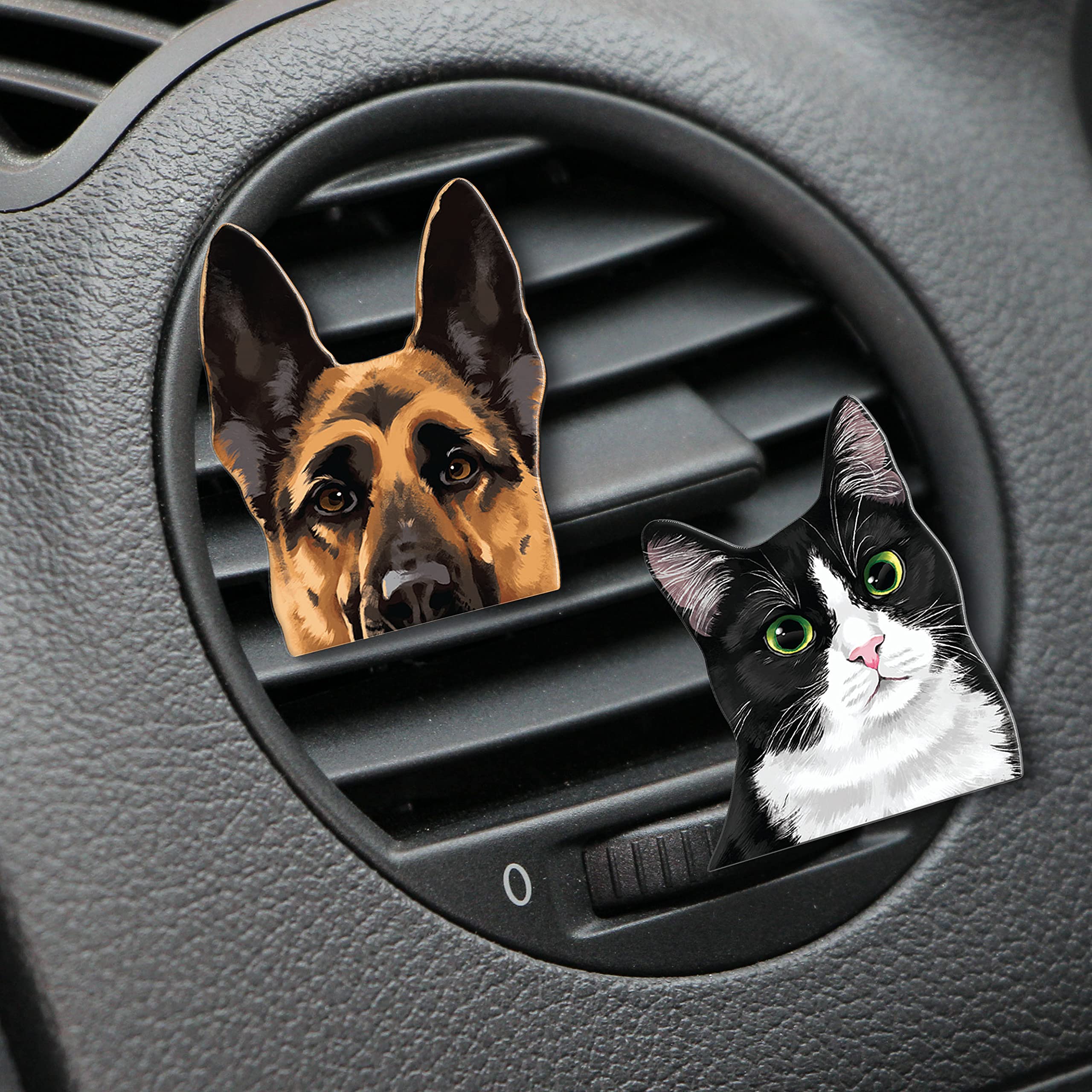 WIRESTER Fresh Scented Car Air Freshener Vent Clip, Decorative Accessories, Interior Decoration for Cars - Black Tan German Shep