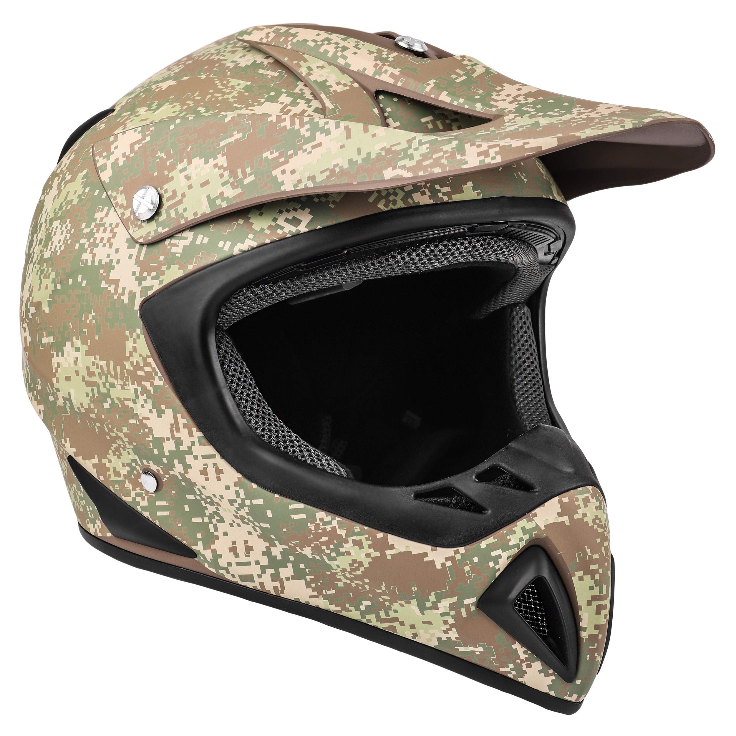 Typhoon Adult Atv Mx Helmet Goggles Gloves Gear Combo Camo W/ Orange Goggles & Gloves ( Small )