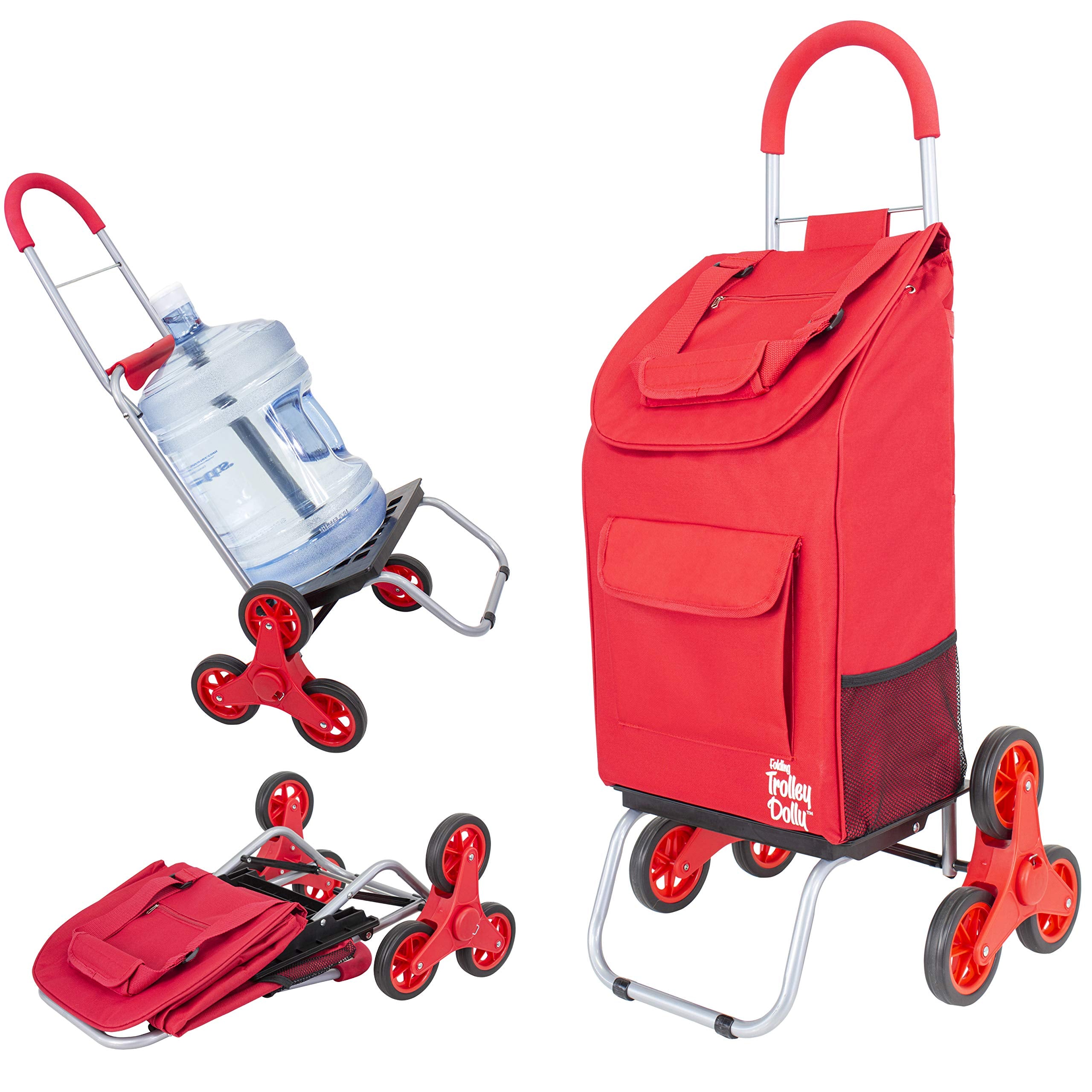 Dbest Products Stair Climber Trolley Dolly Folding Grocery Cart 3 Wheels Heavy Duty Shopping Hand Truck Made For Condos Apartmen