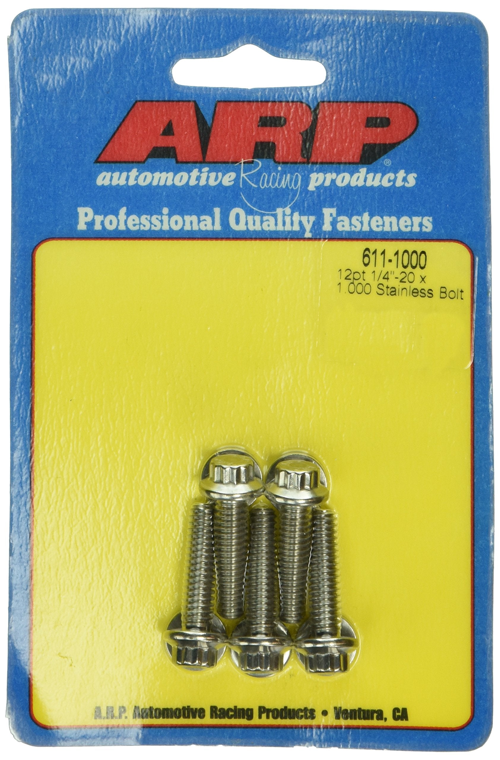 ARP 6111000 Stainless Steel 1/4-20 12-Point Bolts - Pack of 5