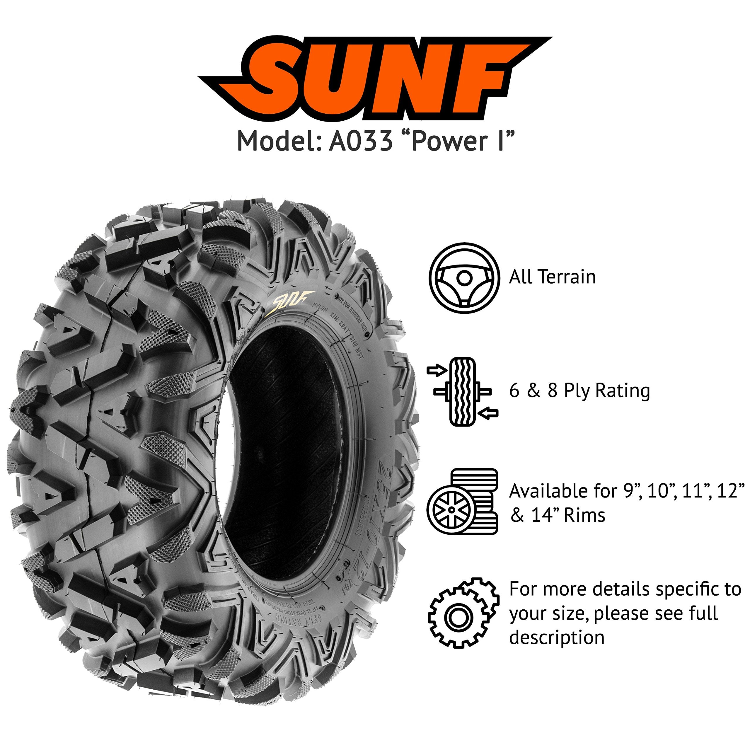 Sunf 24X10-12 24X10X12 All Terrain Tires Atv Utv 6 Pr Power I A033 - Set Of 4