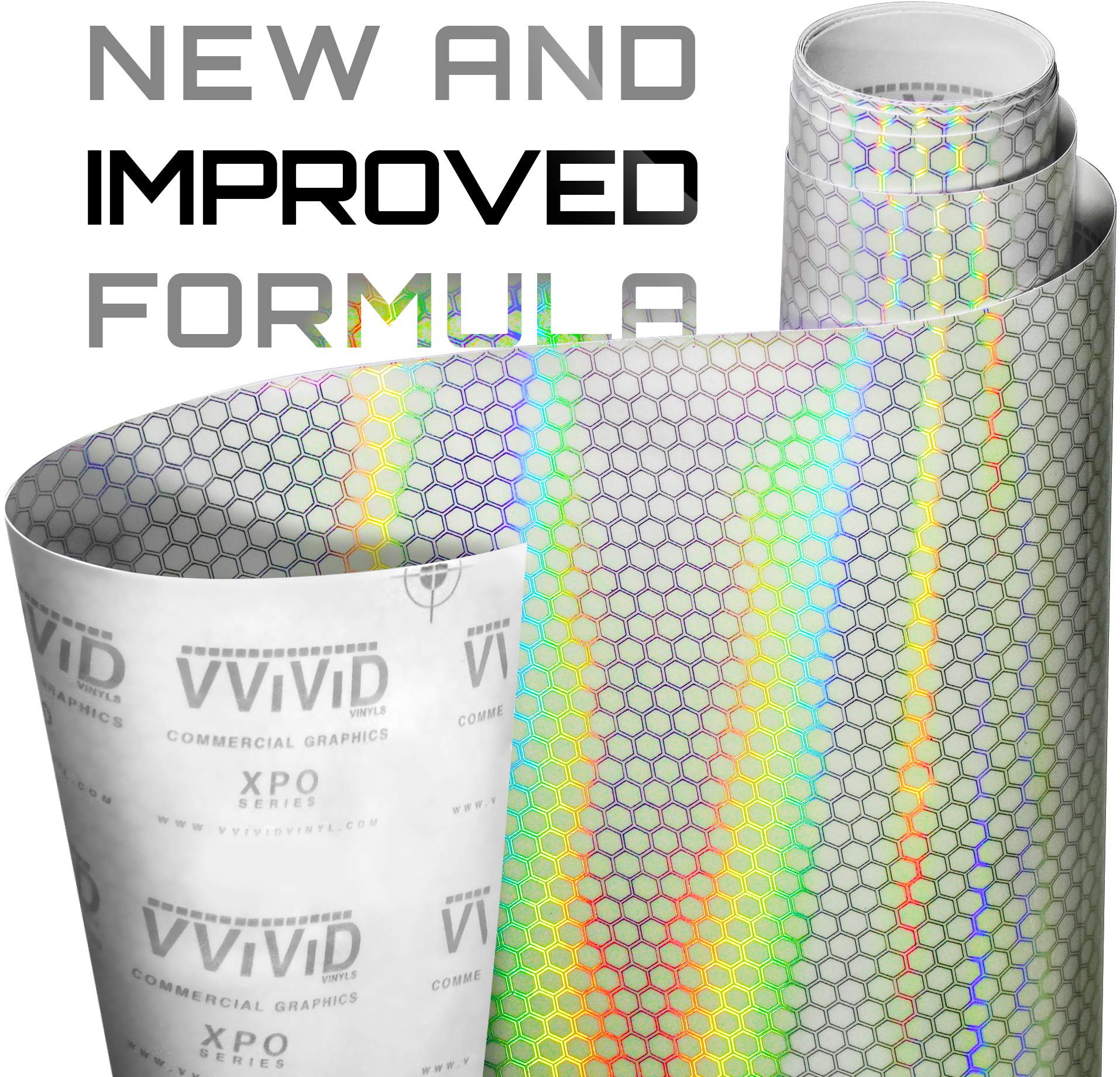 VViViD Bio HEX+ Air-Tint Headlight Vinyl Roll, 17.9" x 60", Clear Large Pattern, Durable Vinyl Material
