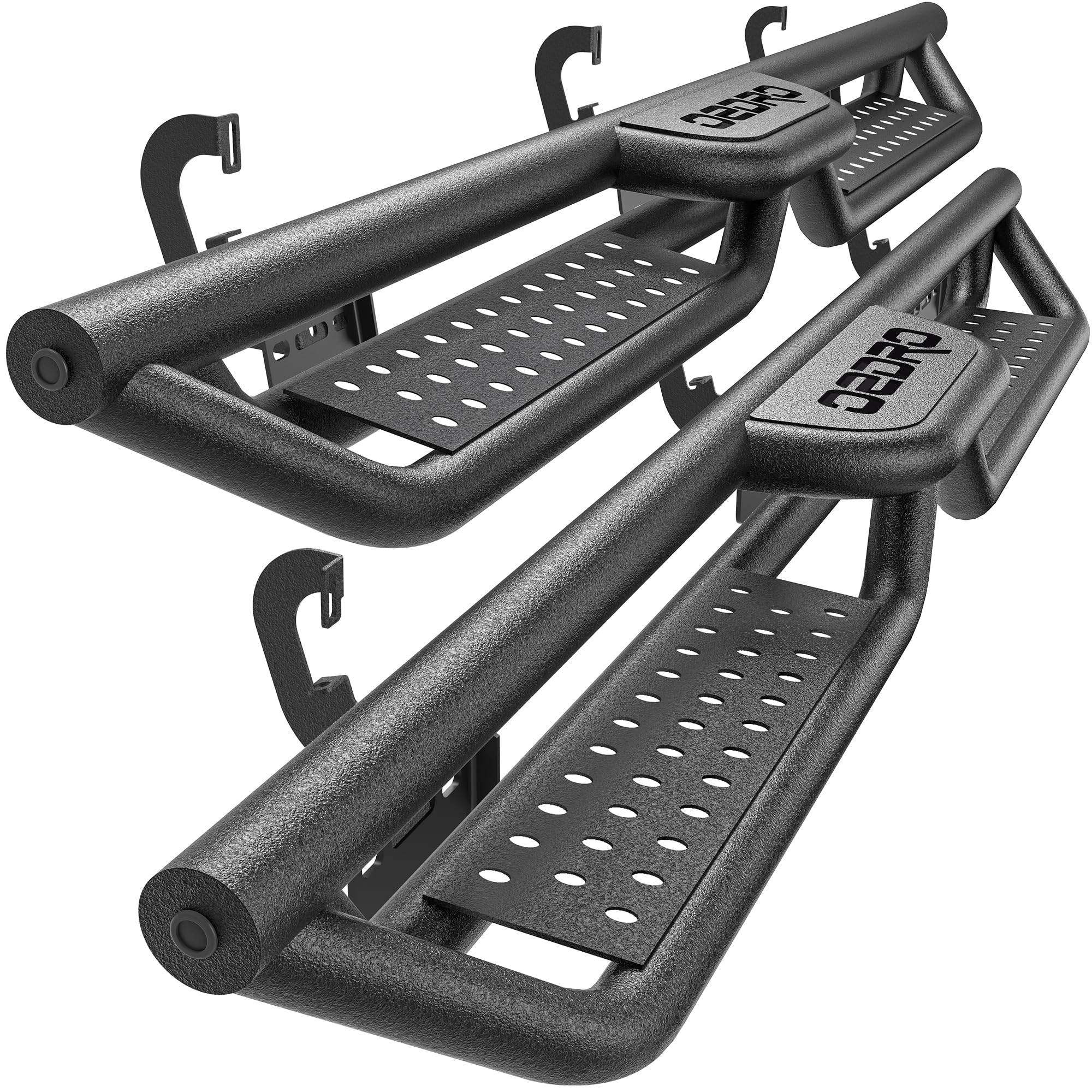 Running Boards Compatible with Chevy Silverado/GMC Sierra Double Extended Cab 2007-2018 1500, 2007-2019 2500HD 3500HD, Two-Stair