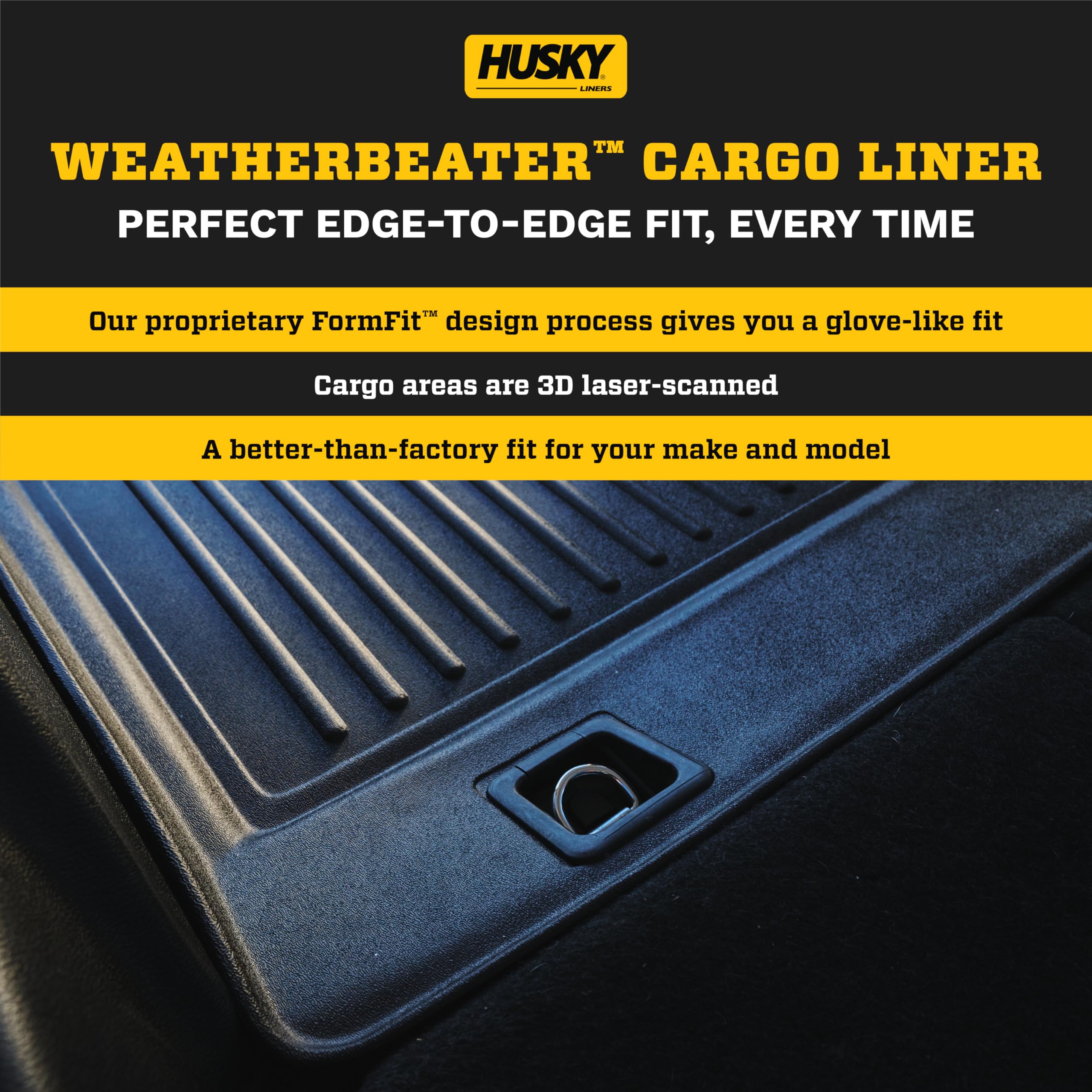 Husky Liners Weatherbeater Cargo Liner | Fits 2011 - 2019 Ford Explorer (Fits Over Folded Flat 3Rd Row) | Cargo, 1-Pc Black - 23