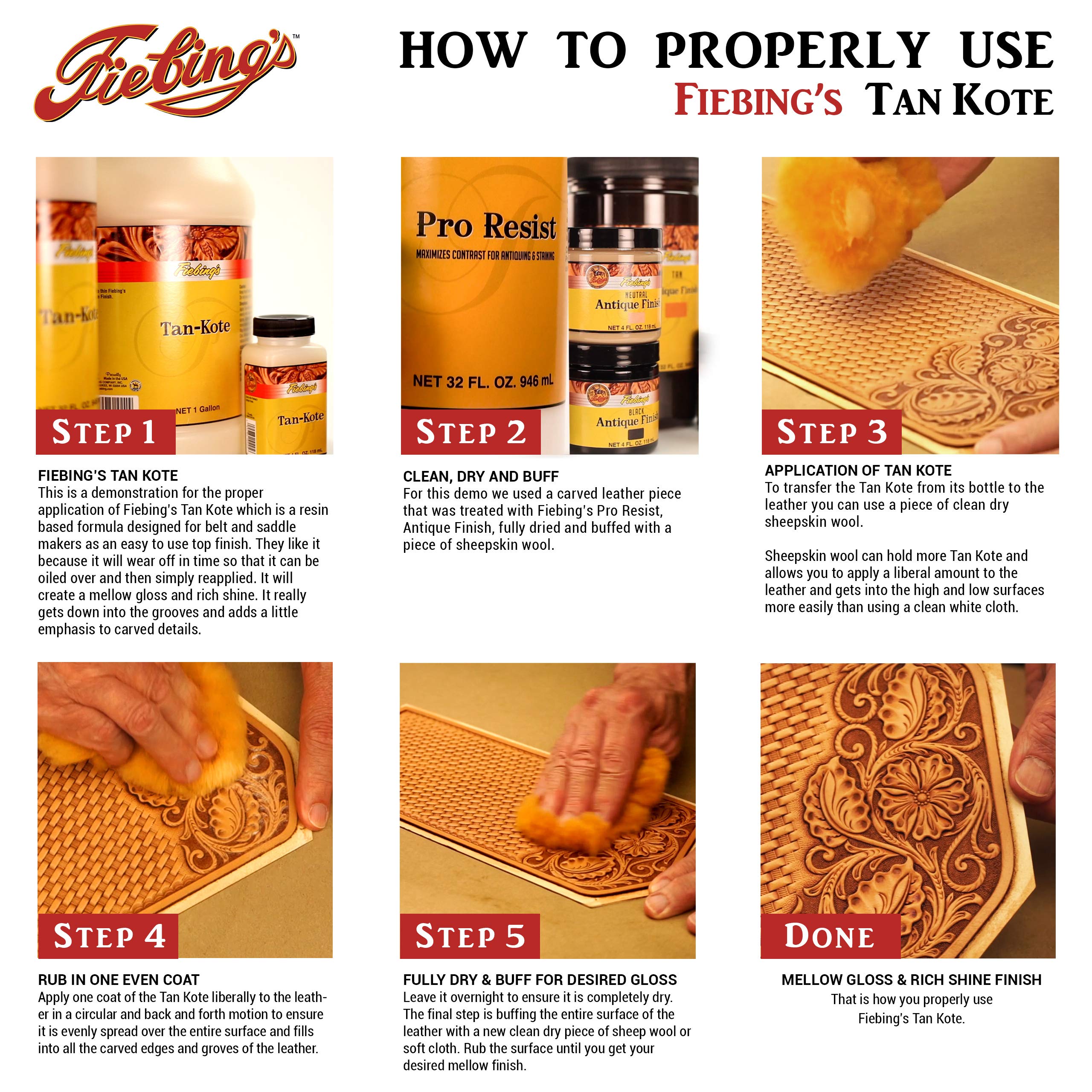 Fiebing'S Tan-Kote (4Oz) - Leather Protector, Finisher & Sealer - Resin Based Top Coat For Natural Shine & Moisture Protection -