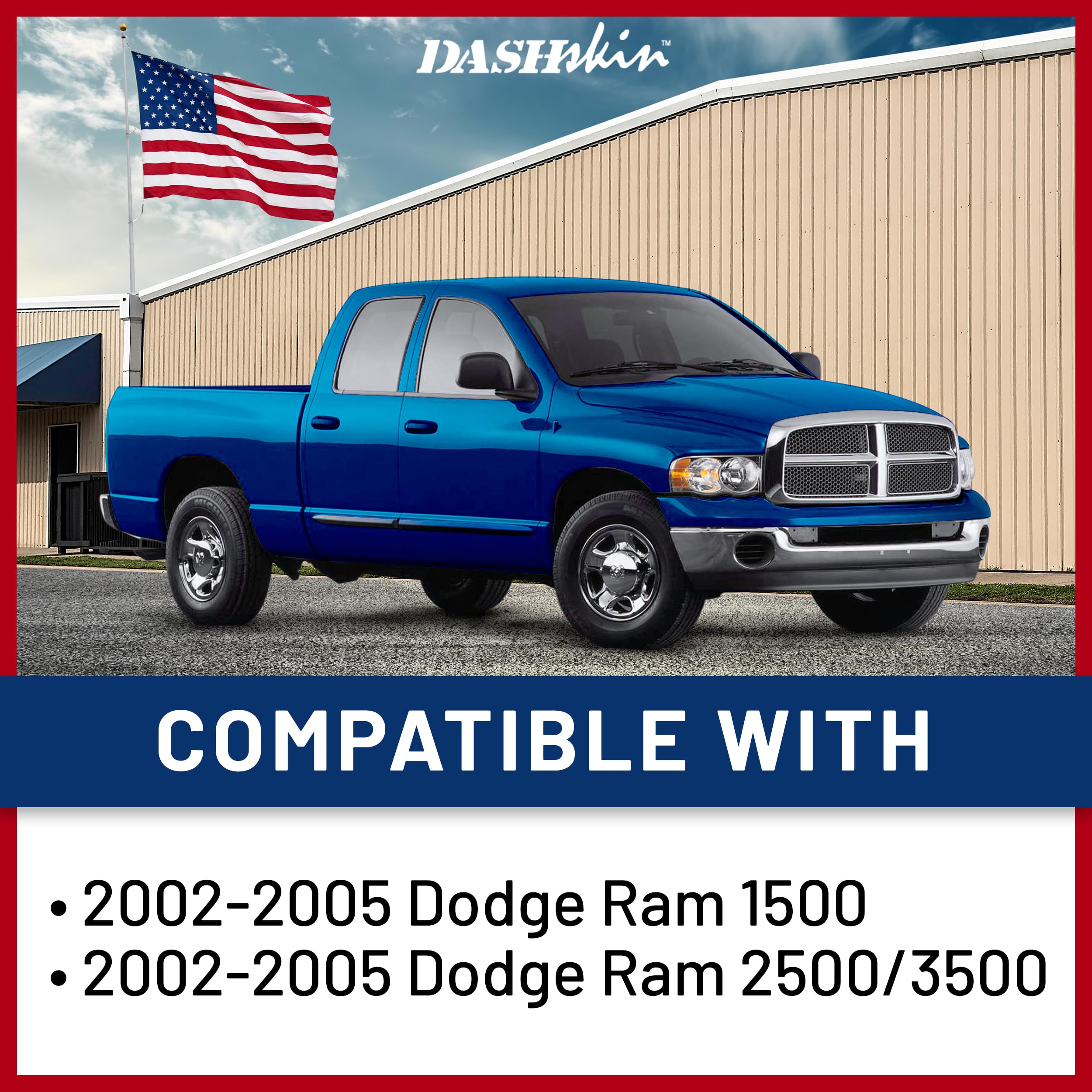 DashSkin One Piece Molded Dash Cover for 2002-2005 Dodge Ram 1500, 2003-2005 Ram 2500 & 3500 in Unmatched Black - Made