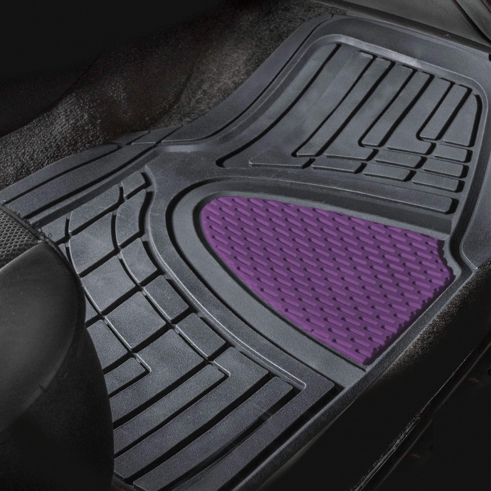 Fh Group Premium Liners Tall Channel Trimmable All Weather Rubber Full Set Car Floor Mats (Purple) W. Trimmable All-Season Cargo