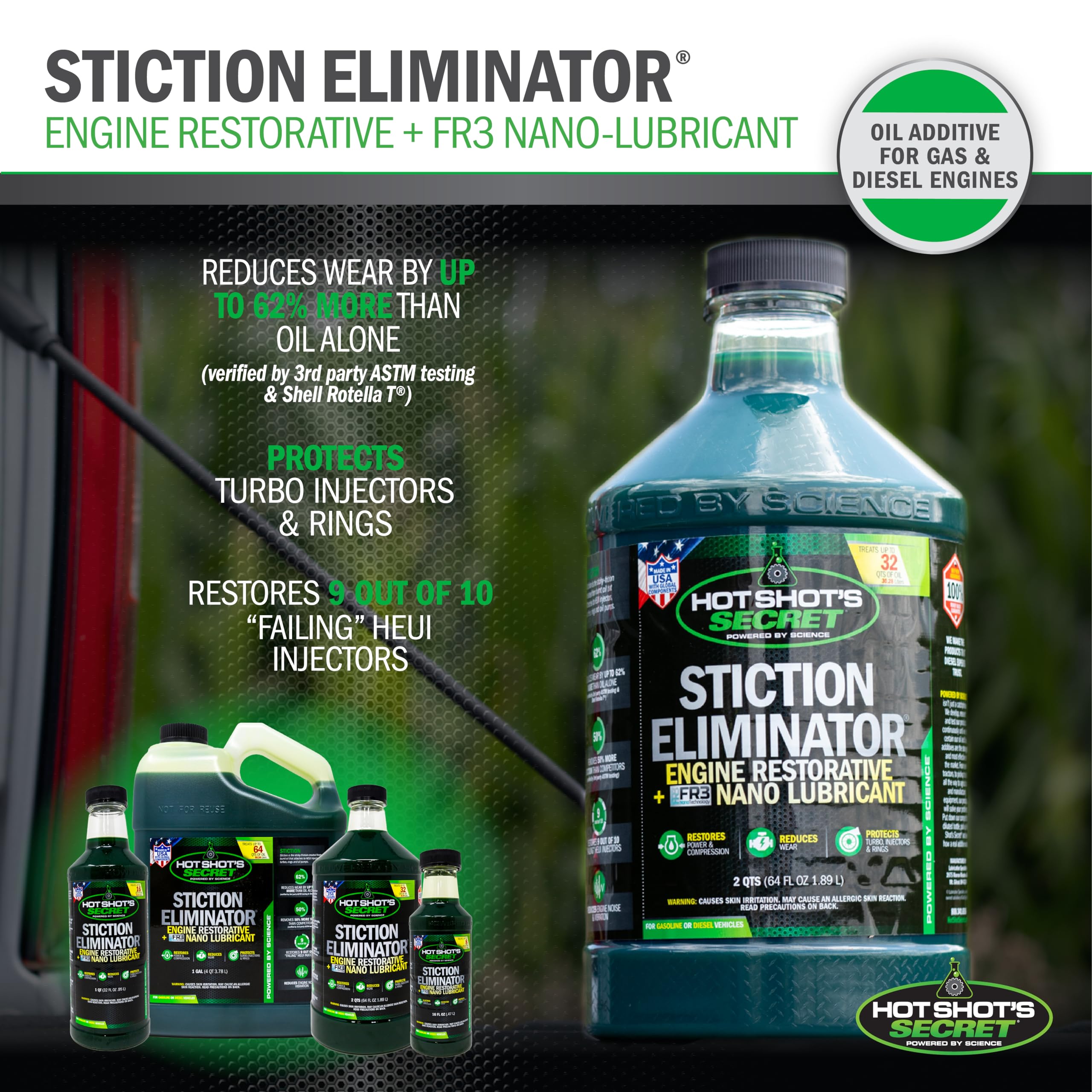 Hot Shot's Secret Stiction Eliminator 64 Fl Oz Bottle - Green, Model HSS64Z
