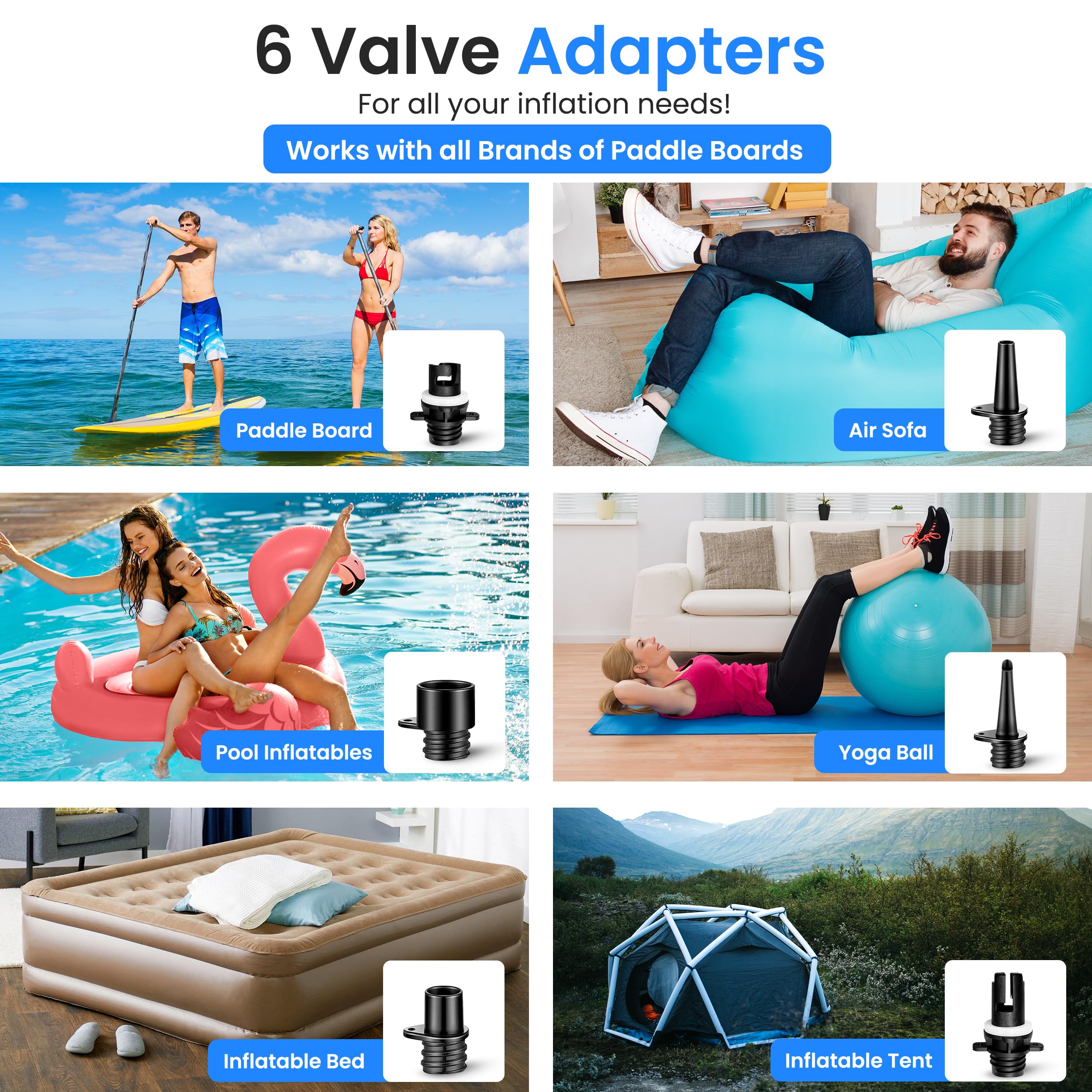 Serenelife Inflatable Paddle Board Pump Compressor - 20Psi High Pressure Sup Inflator - 12V Dc Car Connector - Electric Air Pump