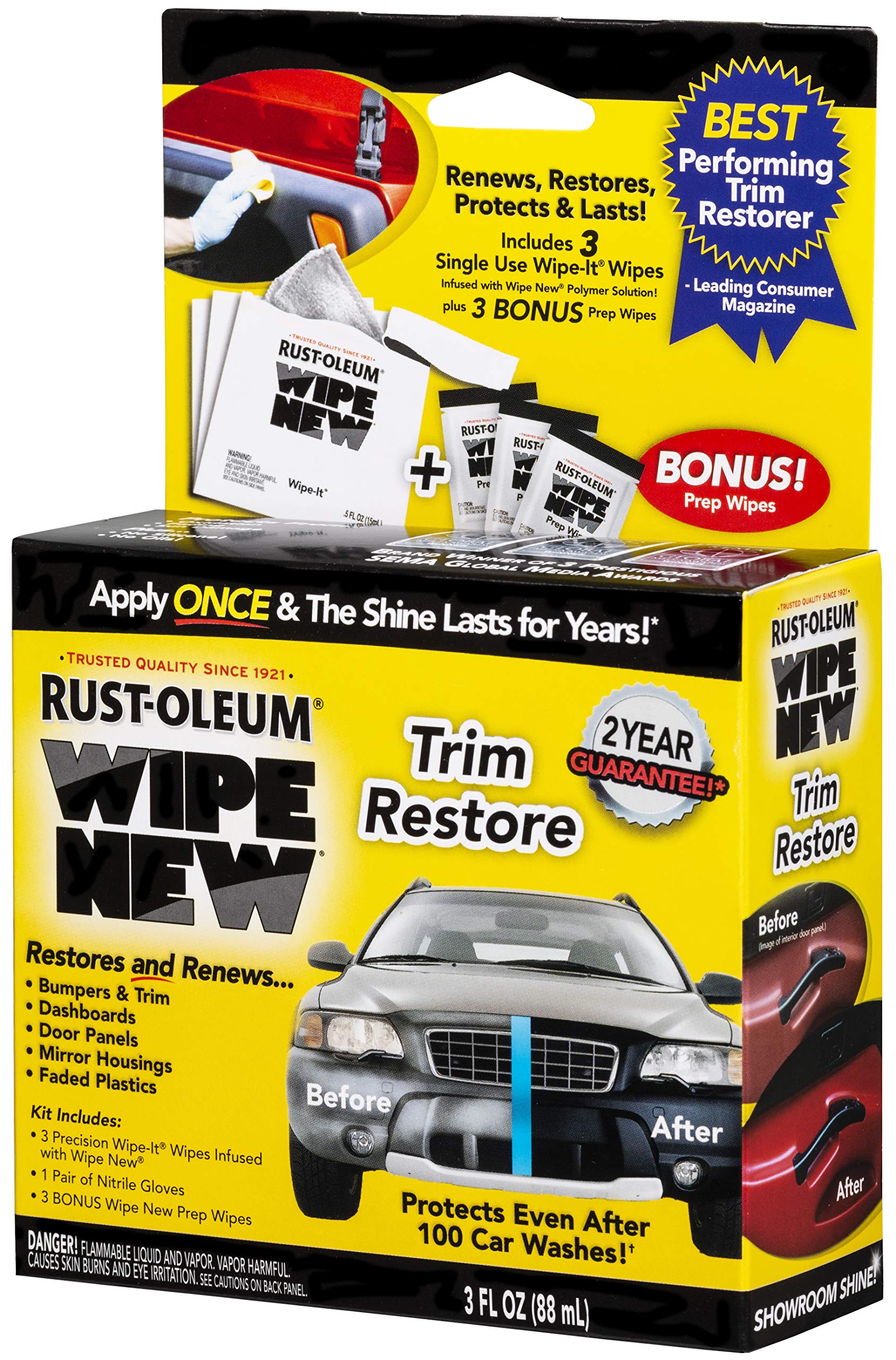 Wipe New Trim Kit - Rust-Oleum 353616, 3 oz. Clear Plastic solution for restoring surfaces