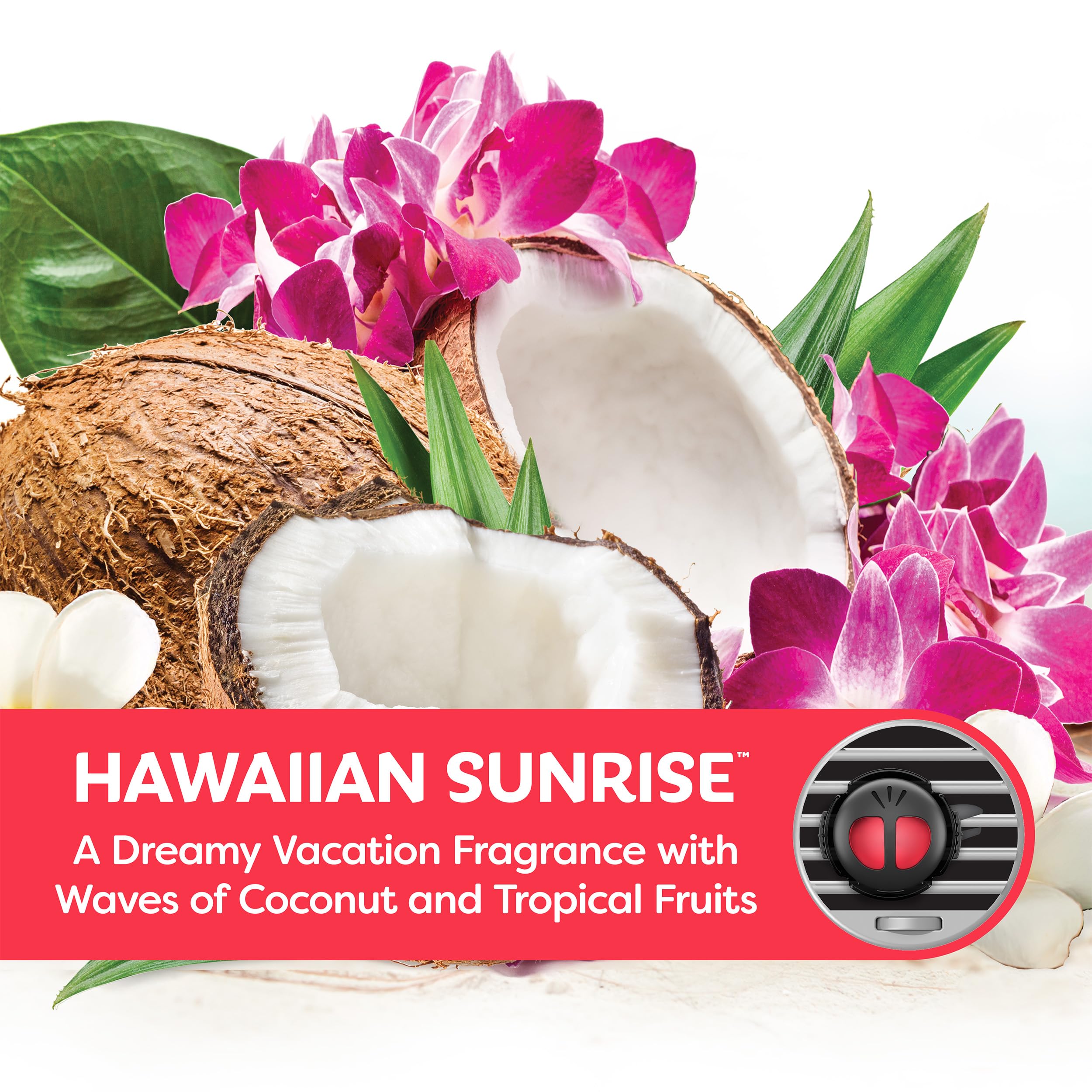 Refresh Your Car Mini Diffuser Car Air Fresheners, Hawaiian Sunrise Scent, 2 Pack