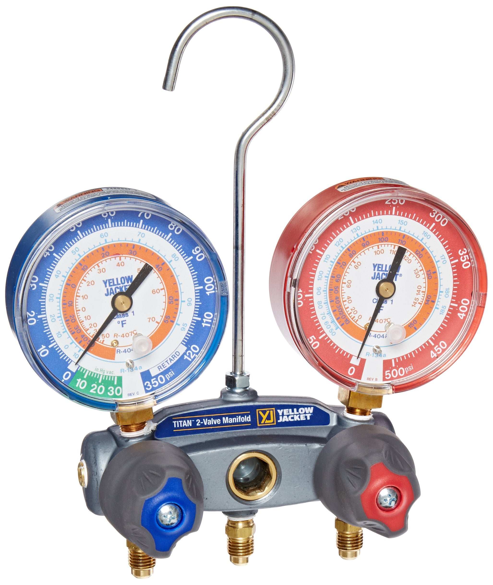 Yellow Jacket 49832 Titan 2V Charging Manifold Gauges R134a/404A/407C