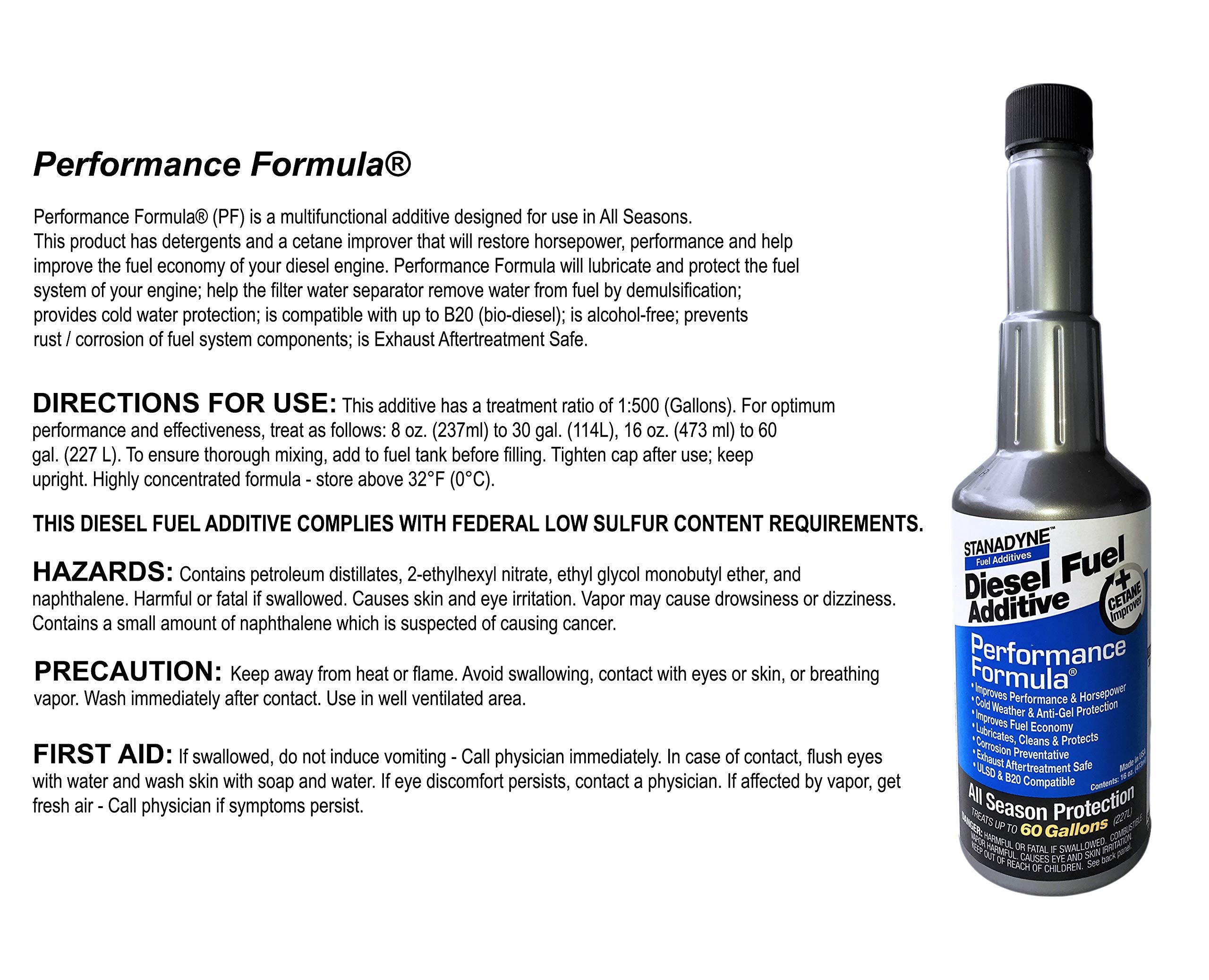 Stanadyne Performance Formula Diesel Fuel Additive - 16 Oz. Case of 12, Model: add38565