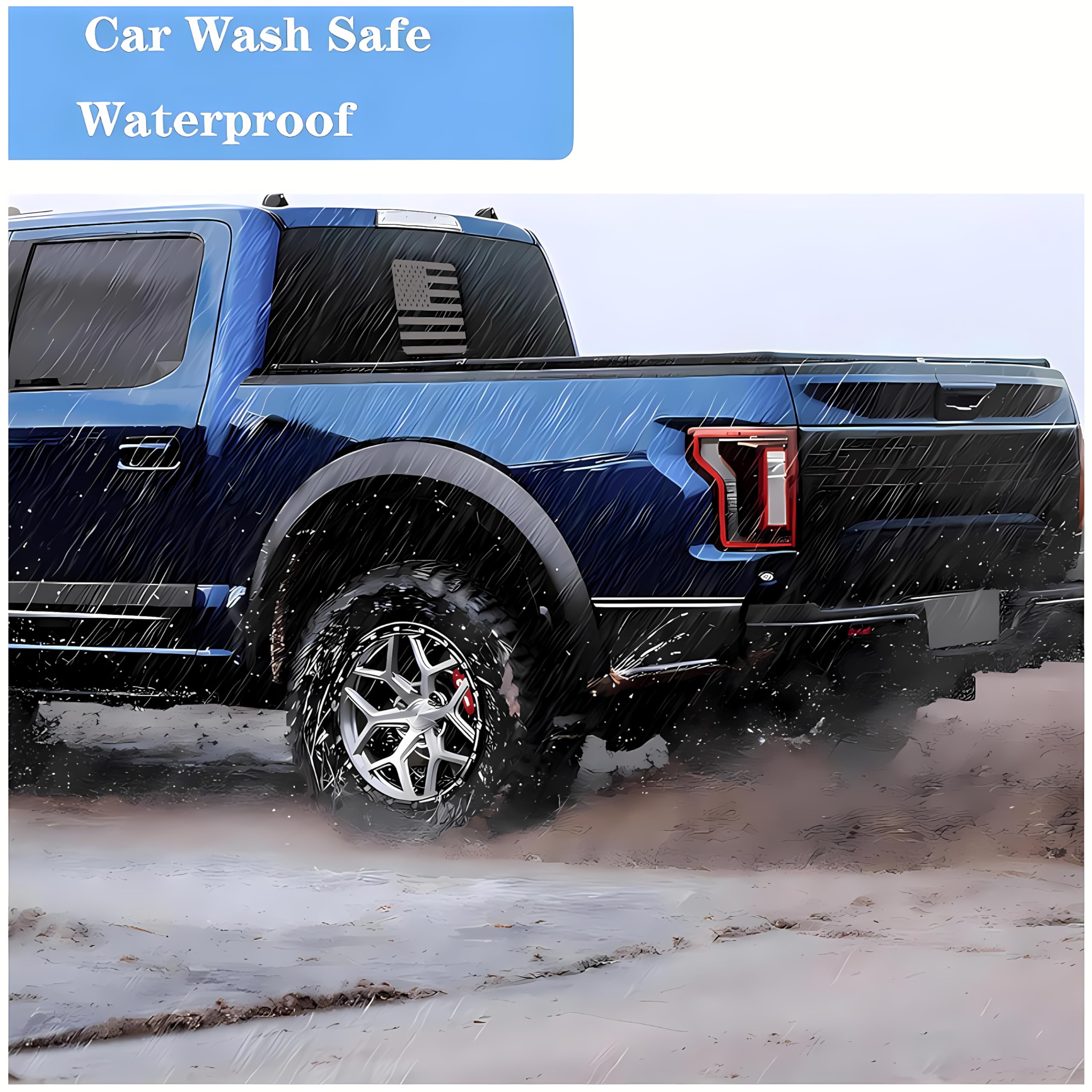 Alicatong Rear Middle Back Sliding Window Decal for Ford F150 F250 F350 (2004-2025) - Matte Black Vinyl American Flag Design