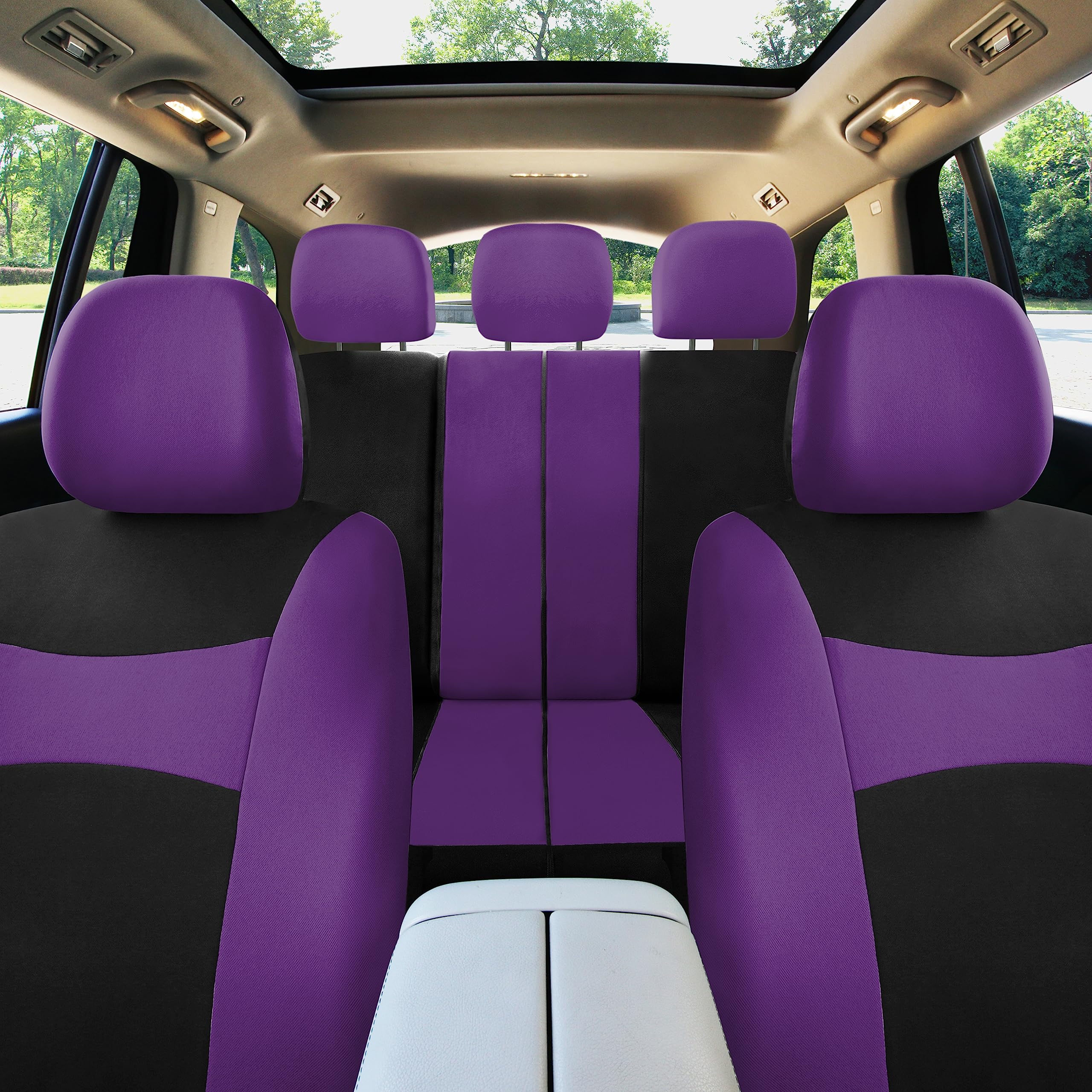Fh Group Car Seat Covers Full Set Cloth - Universal Fit, Automotive Seat Covers, Low Back Front Seat Covers, Airbag Compatible,