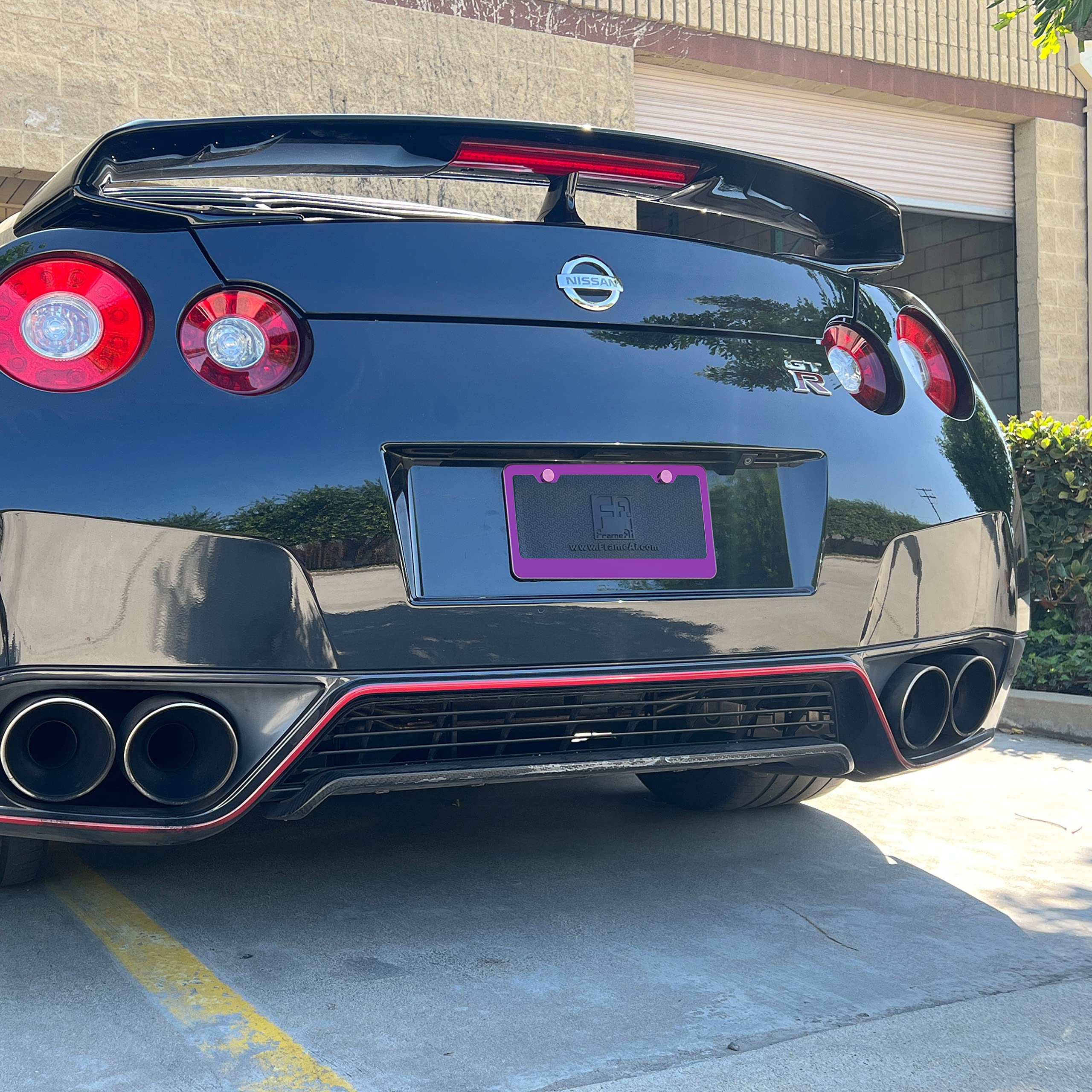 Purple Chrome Mirror License Plate Frame T304 Stainless Steel + Metal Screw Caps
