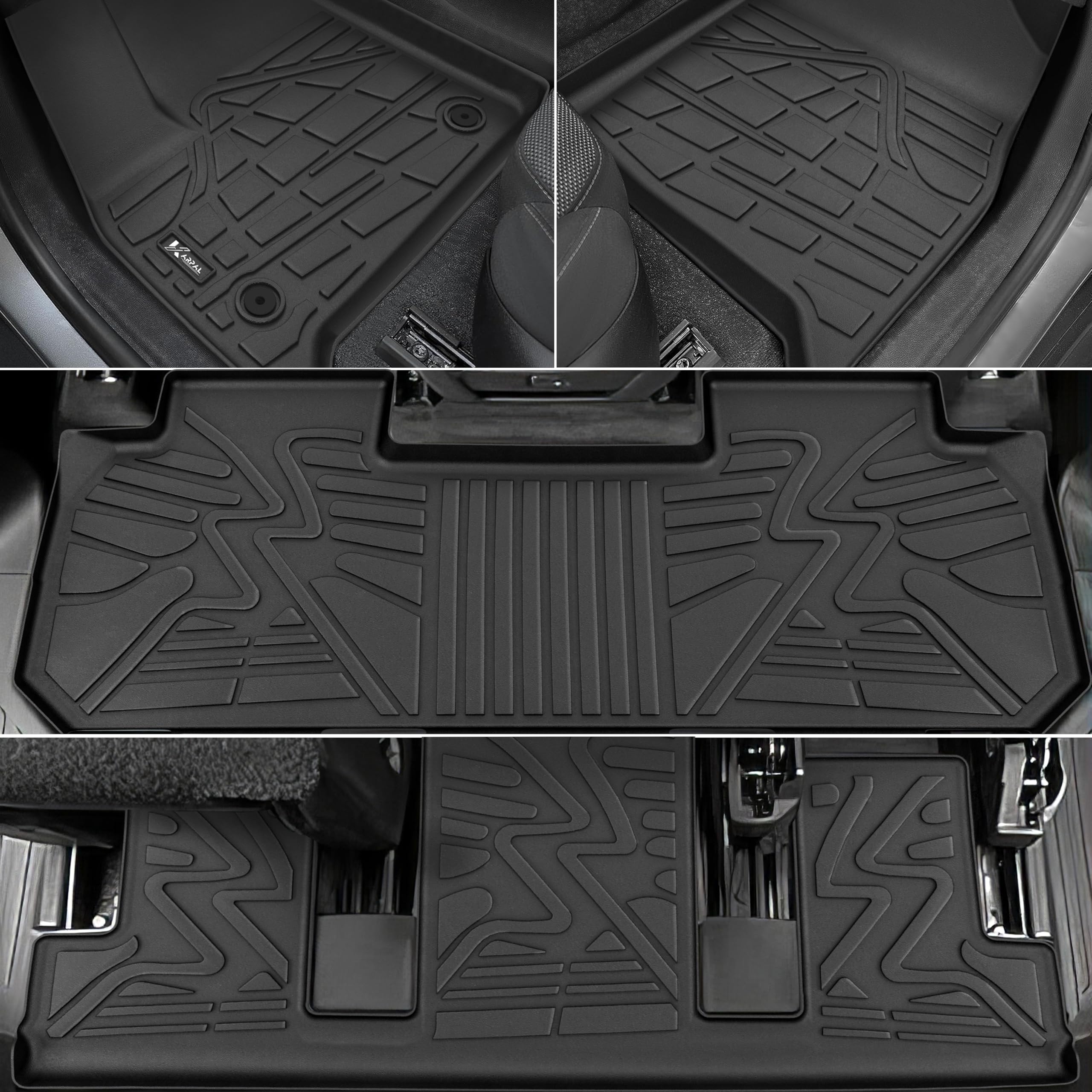 KARPAL Floor Mats for 2018-2023 Chevy Traverse, TPE Rubber, Black, 7 Seats, Anti-Slip All-Weather Protection, Model FM-CV1823TV-