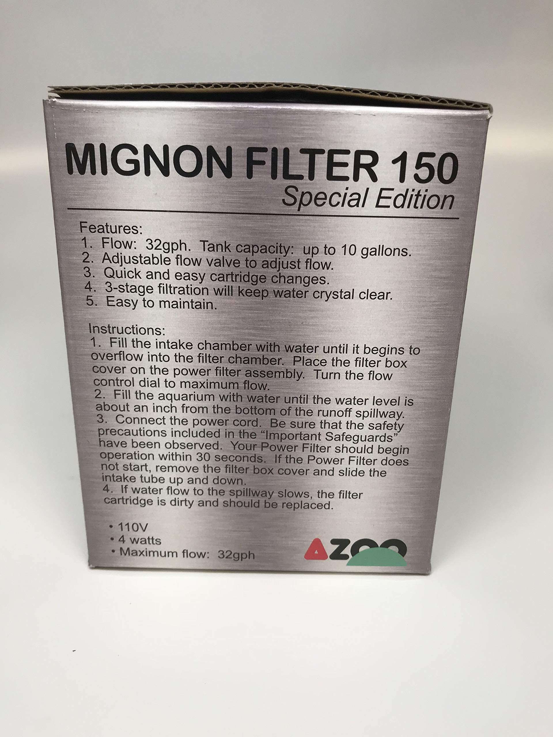 Azoo Mignon Filter 150 Power Filter - Model AZ13107, Compact Aquarium Filtration System