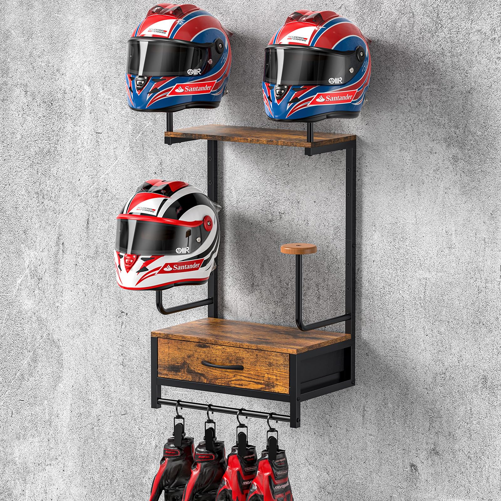 Nanagiftree Helmet Rack Wall Mount, Motorcycle Helmet Holder Plate Display Organizer With Accessories Hanger For Football (4 Pac