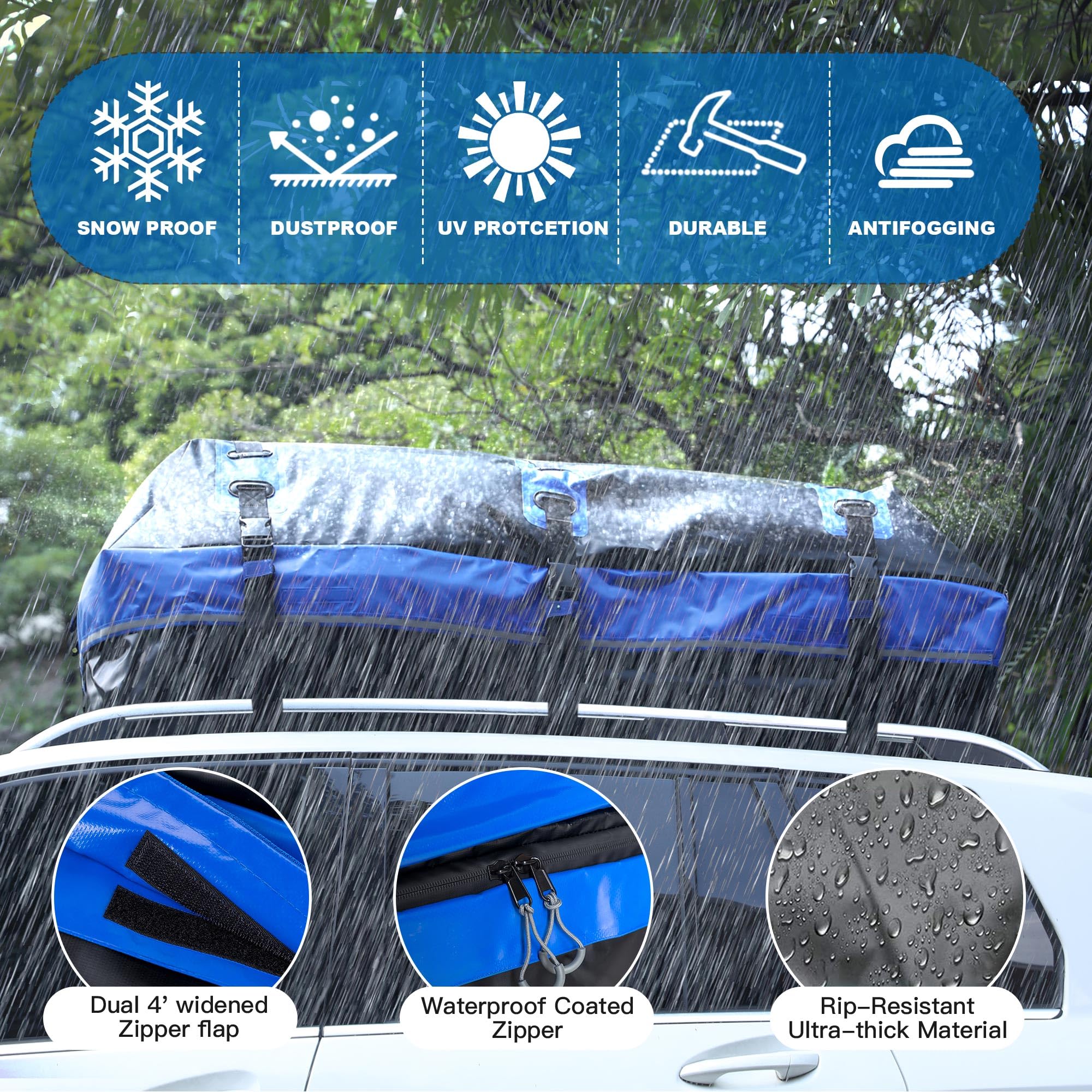 40 Cubic Feet Rooftop Cargo Carrier Bag, Waterproof Soft-Shell Car Roof Bag for All Vehicles SUV with/Without Rack, Car Top Lugg
