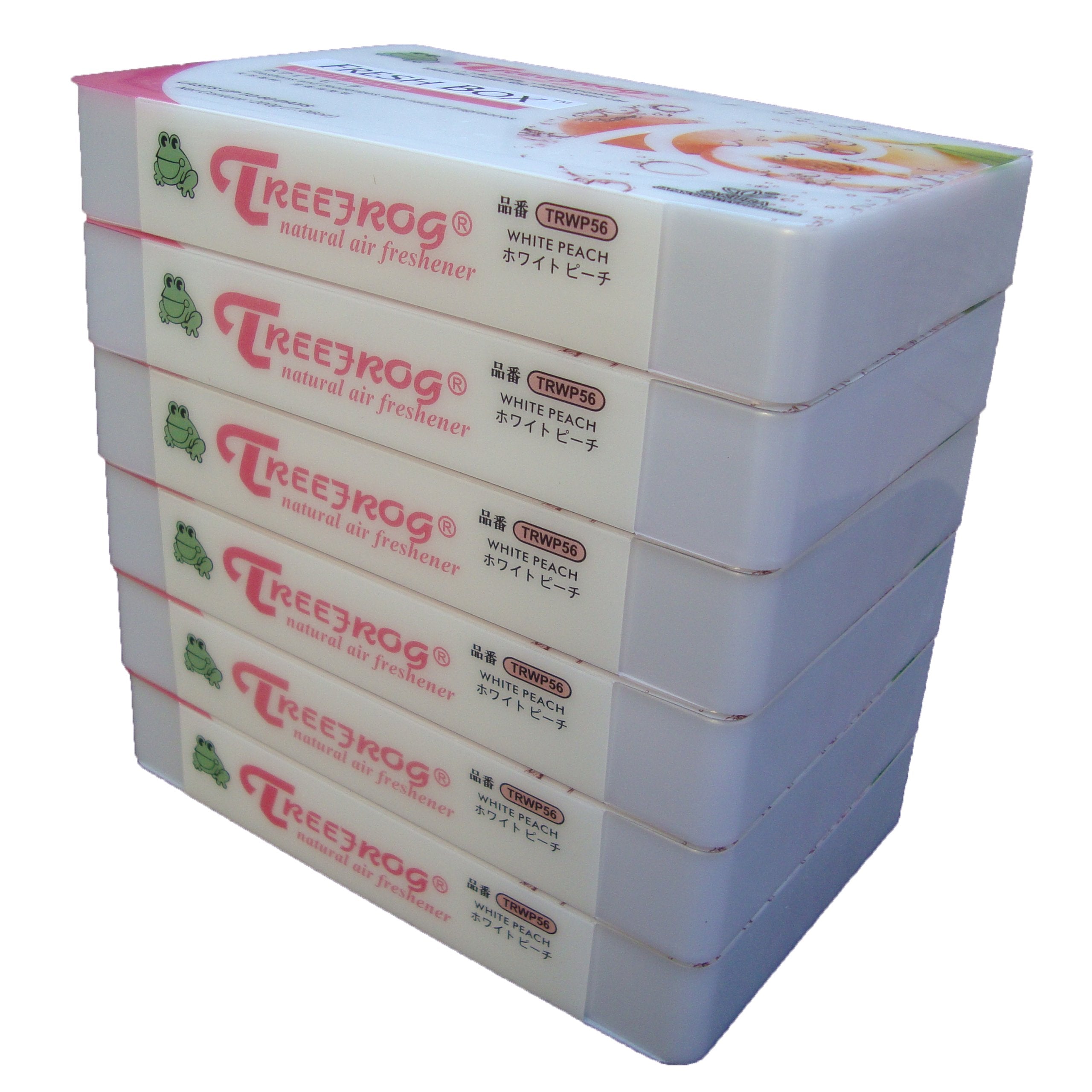6 Pack Treefrog Natural Air Freshener Fresh Box (Aka Xtreme Fresh) White Peach Scent - Lovely Scent Of Floral And Fresh Peach Fragrance