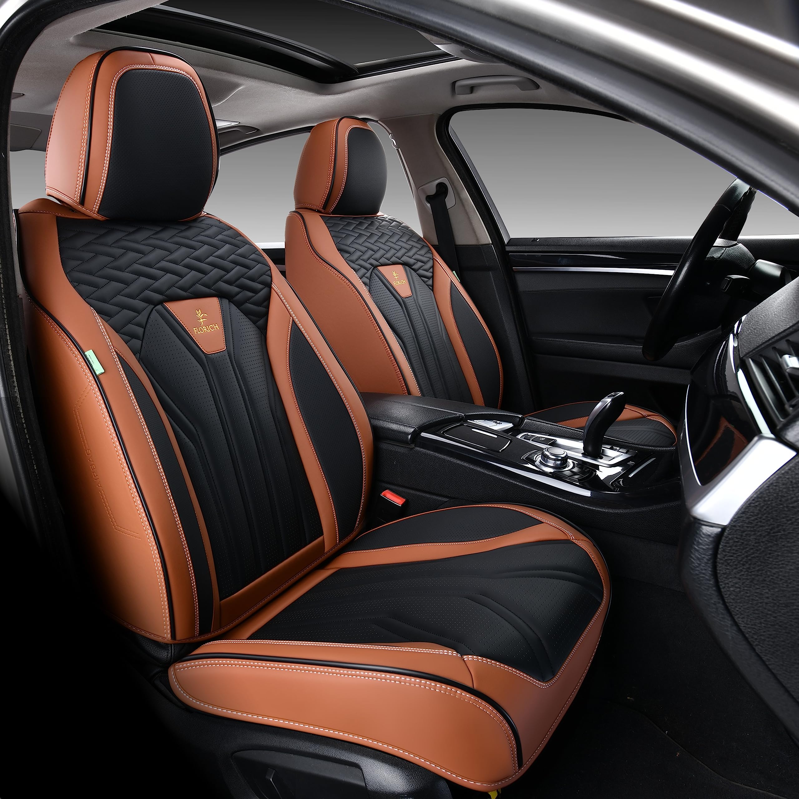 FLORICH Seat Covers for Cars, Waterproof Seat Covers, Leather Car Seat Covers 2 Pack, Universal Seat Cushion Protector for Most 