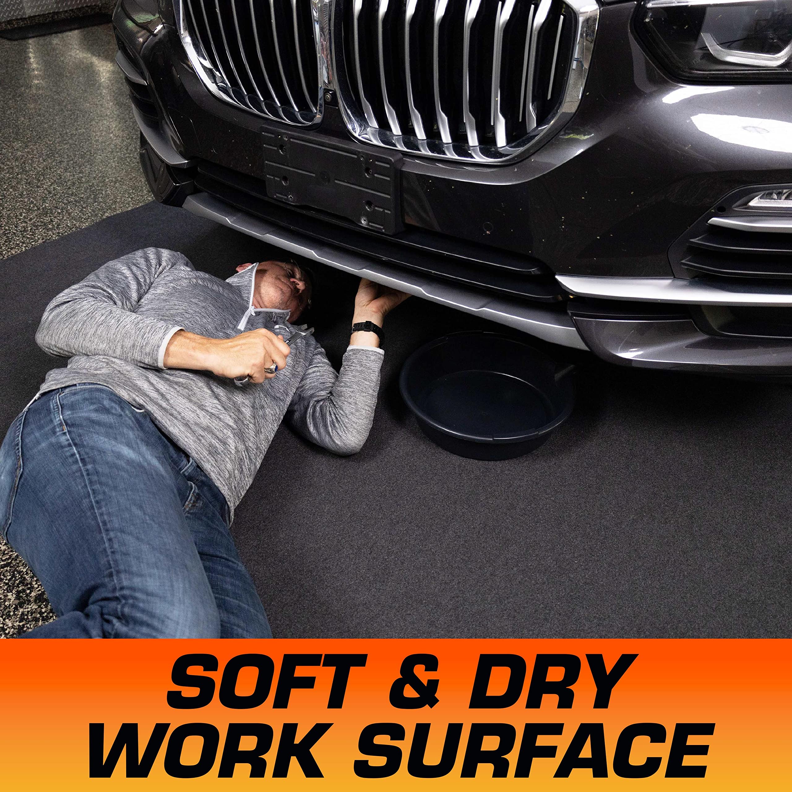 Drymate Armor All Premium Oil Spill Mat, Charcoal, 30" x 59", Absorbent, Reusable, Waterproof, Model AAOSM3060C