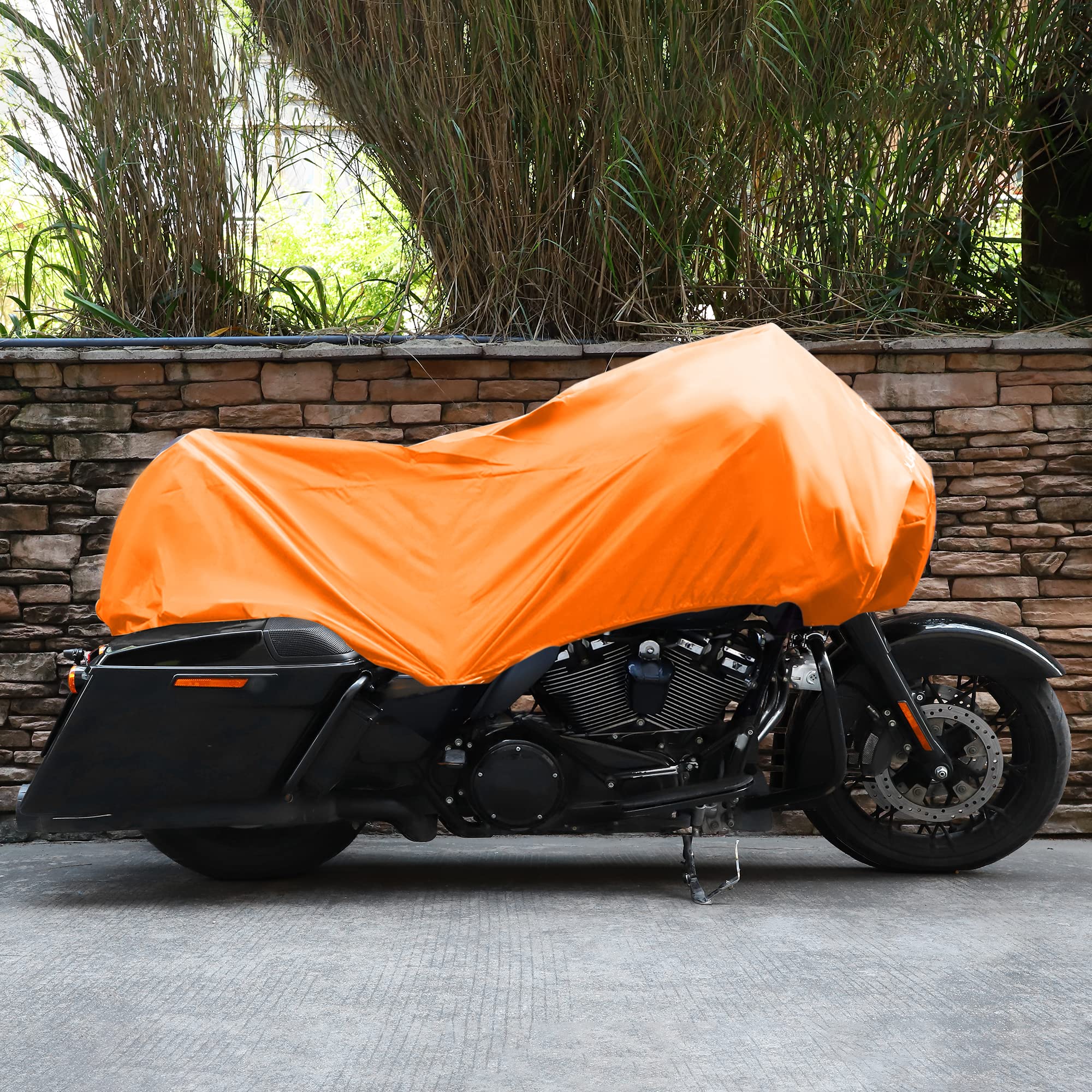 X Autohaux Motorcycle Cover Lightweight Half Cover Outdoor Waterproof Rain Dust Protector Orange L Size For Most Full Dress Tour