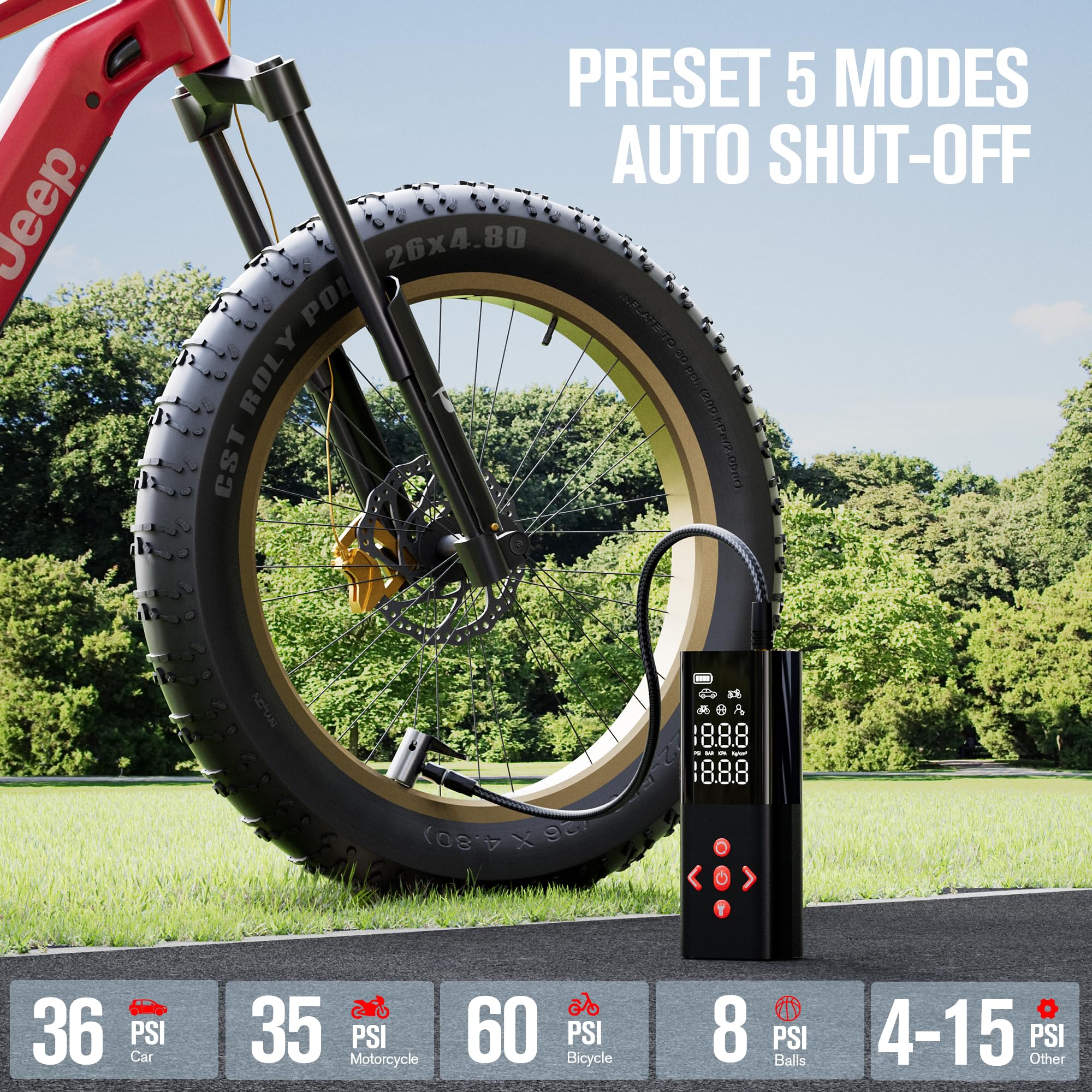 Gooloo Ap150 Tire Inflator Portable Air Compressor, 3X Faster 150Psi Cordless Air Pump With Auto-Shutoff, Portable Bike Pump Wit