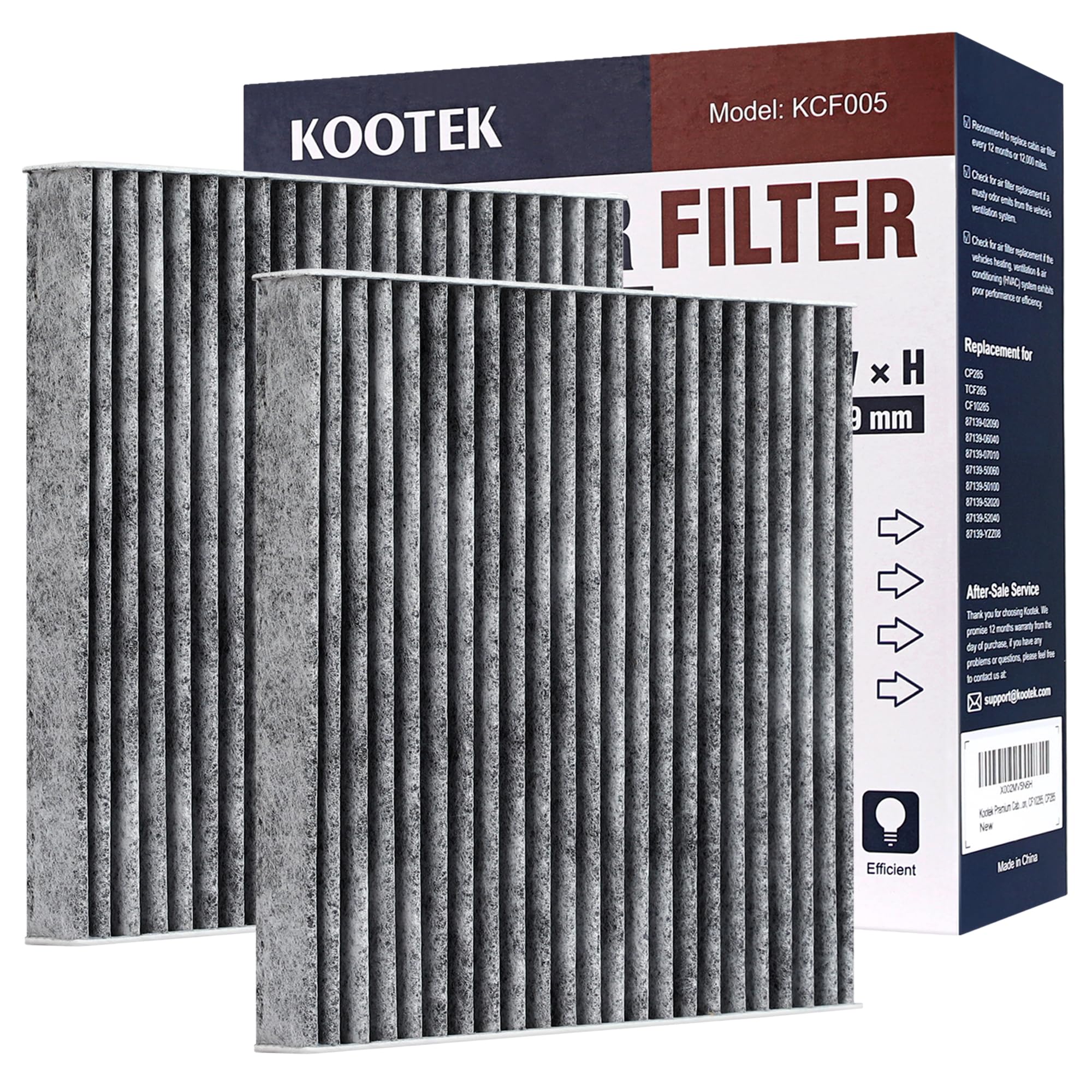 Kootek Cabin Air Filter with Activated Carbon, 2pcs Car Automotive Replacement Passenger Compartment Air Filters for Toyota 4Run