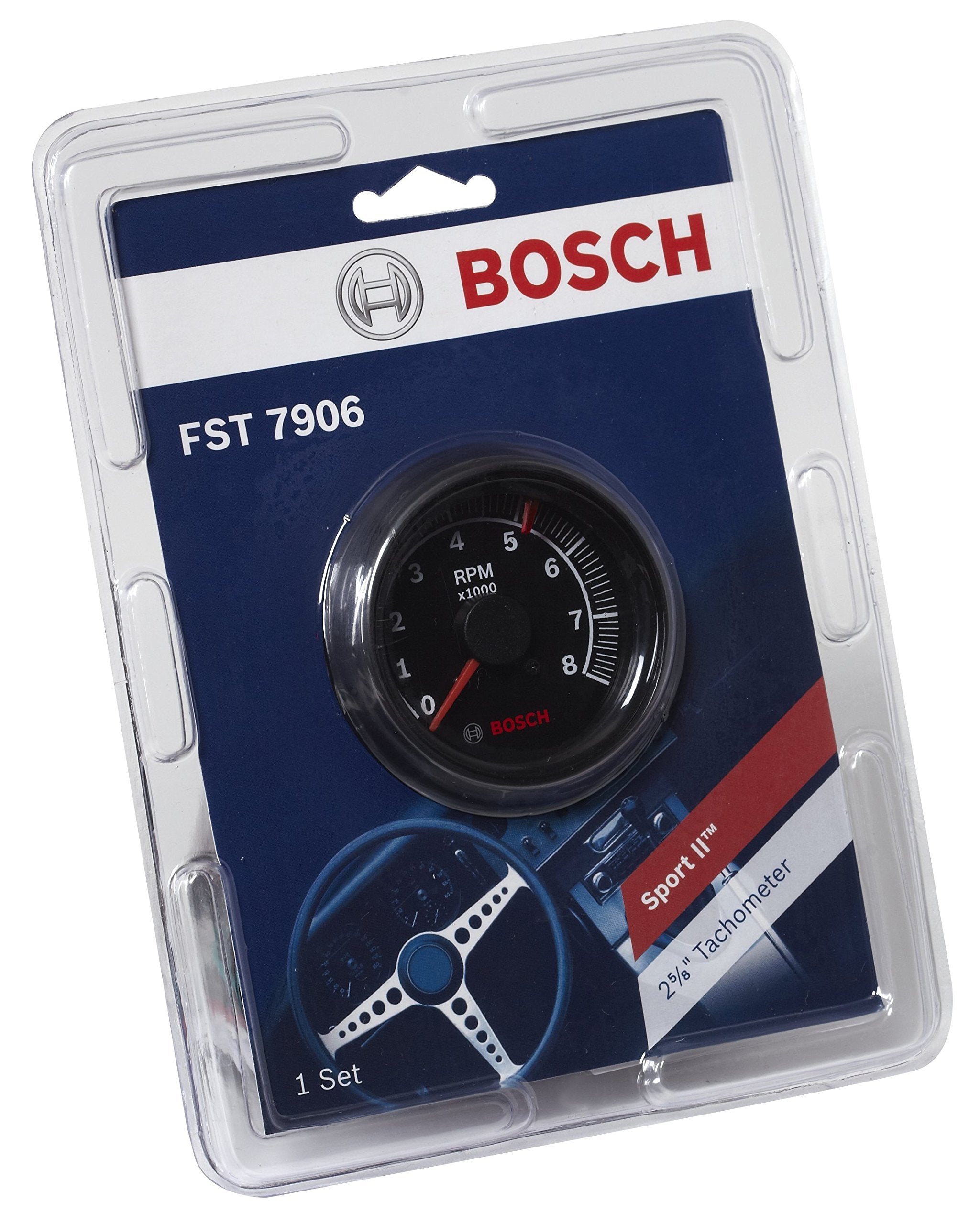 Bosch Sp0F000025 Sport Ii 2-5/8'' Tachometer (Black Dial Face, Black Bezel)
