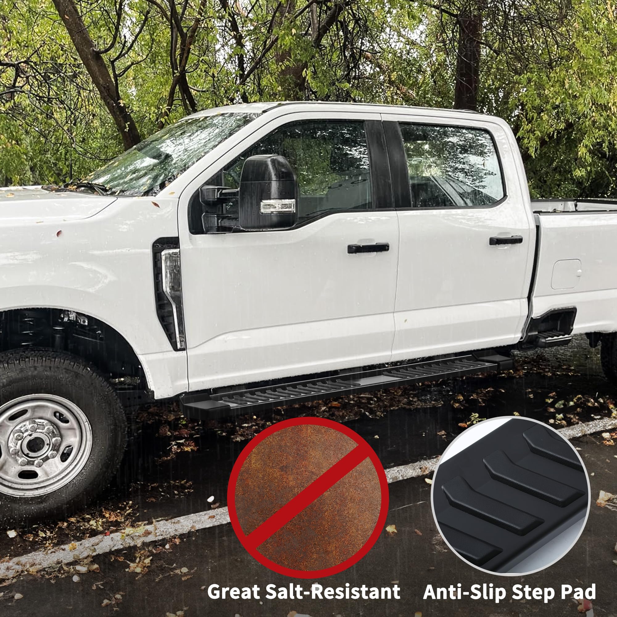 YITAMOTOR 6" Running Boards for 2019-2025 Chevy Silverado/GMC Sierra, Textured Black Stainless Steel, Model 6C4QNNM