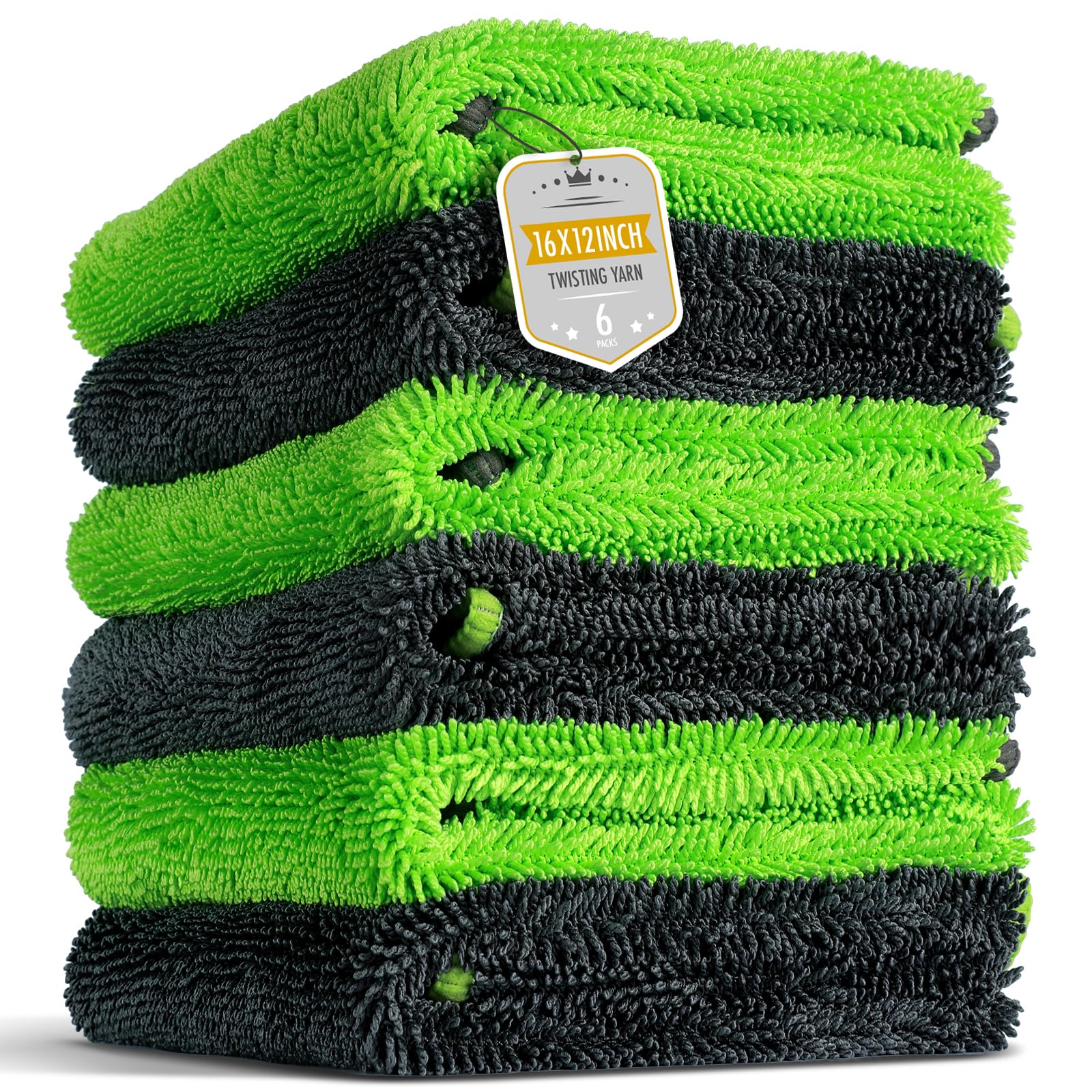 VIGORSHINE 6-Pack Microfiber Towels for Cars (16  12) Ultra Absorbent and Scratch-Free Car Detailing Cleaning Cloth, Trucks, Hom