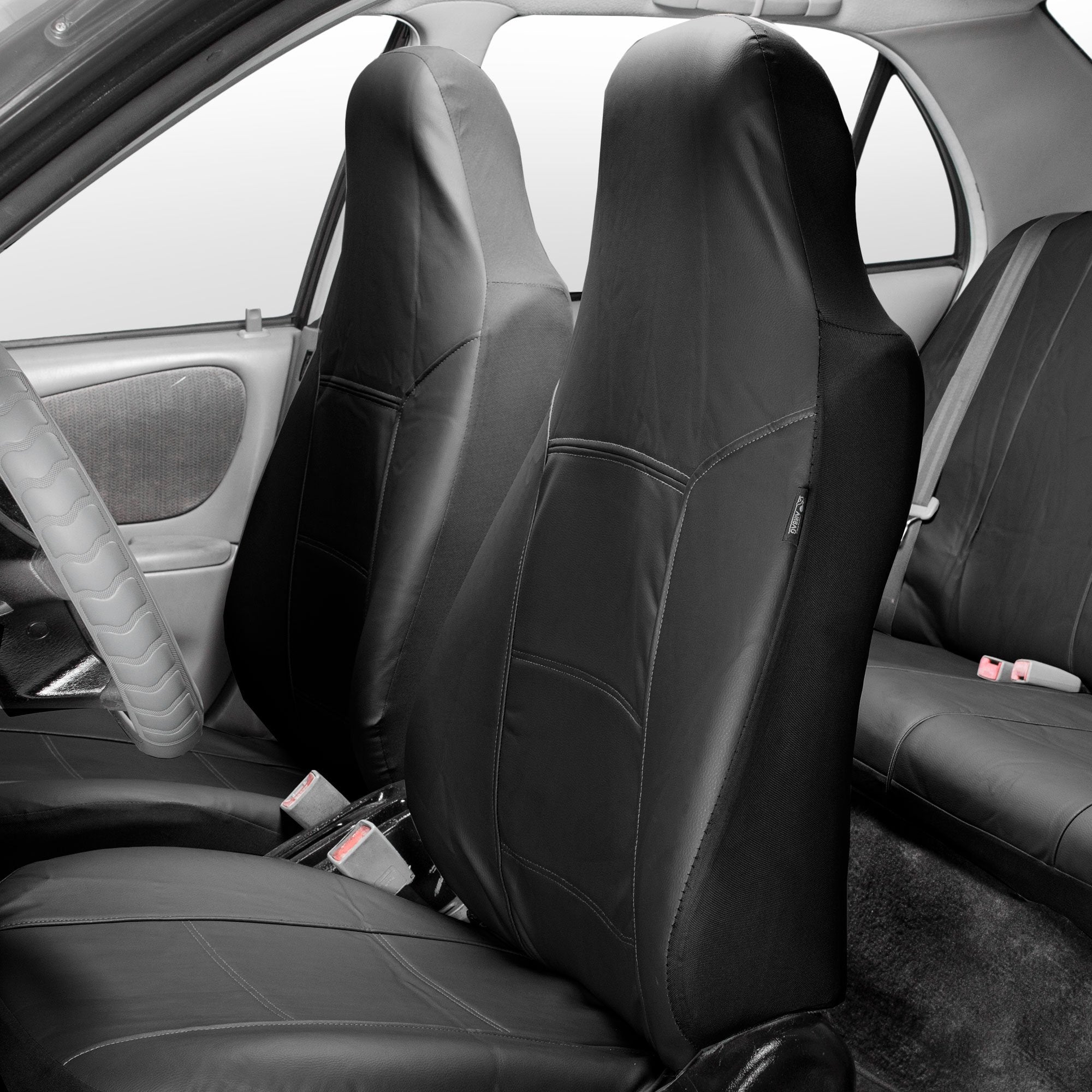 FH Group Car Seat Covers Full Set Royal Seat Cover-Universal Fit BLACK, Automotive Seat Covers, 1-Piece Front Seat Covers, Airba