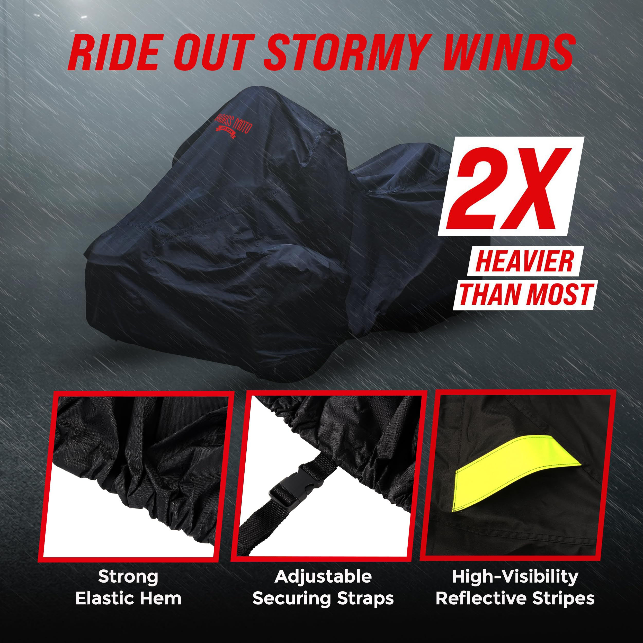 Badass Moto Ultimate Motorcycle Cover Waterproof Outdoor for Can Am Ryker Cover Fits 600,Rally, Sport, Can Am Ryker 900 Cover, A