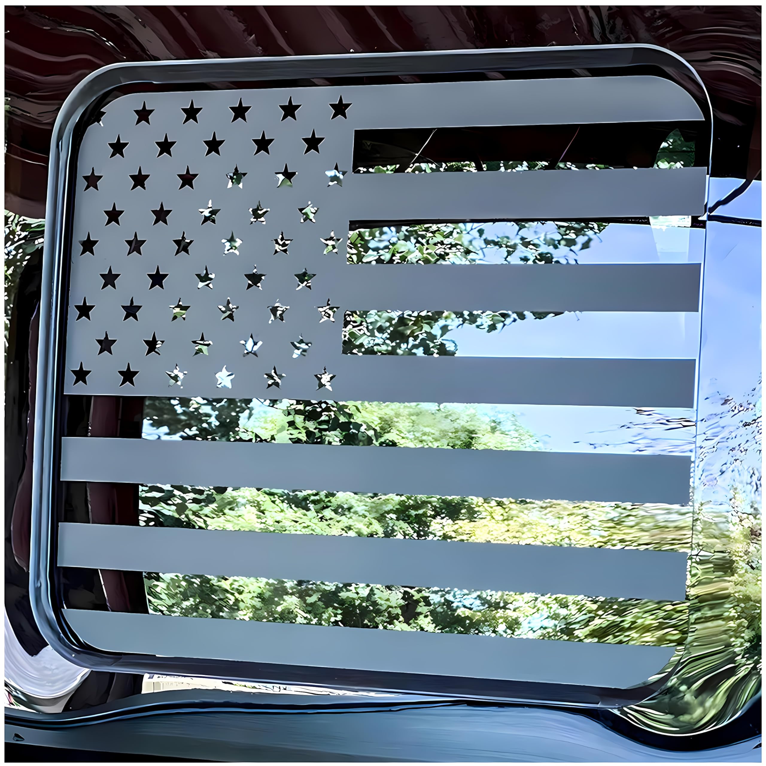 Alicatong Rear Middle Back Sliding Window Decal for Ford F150 F250 F350 (2004-2025) - Matte Black Vinyl American Flag Design
