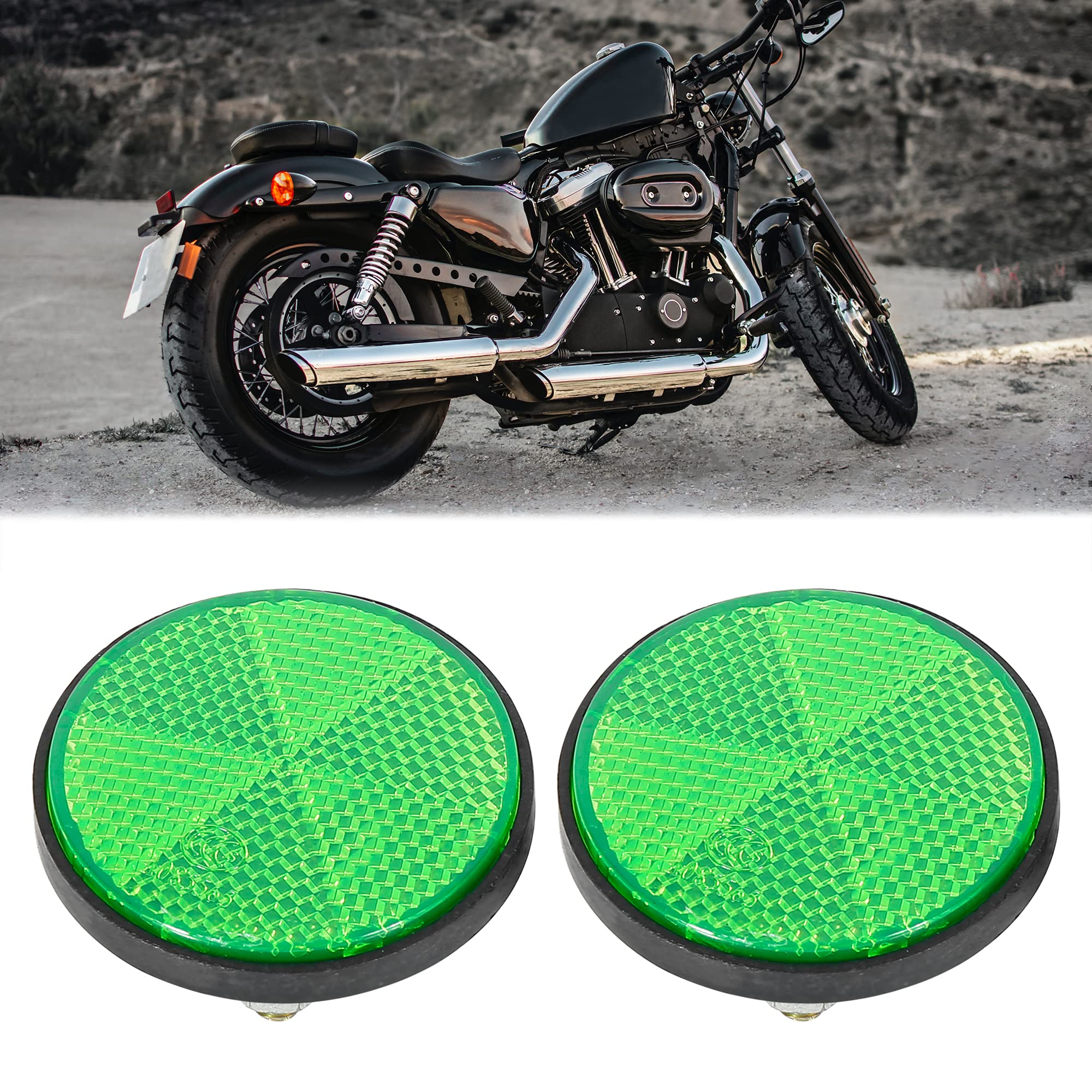 F Fierce Cycle Pair M6X1.0 Green Plastic Universal Screw Mount Reflective Warning Reflector For Motorcycle Bike