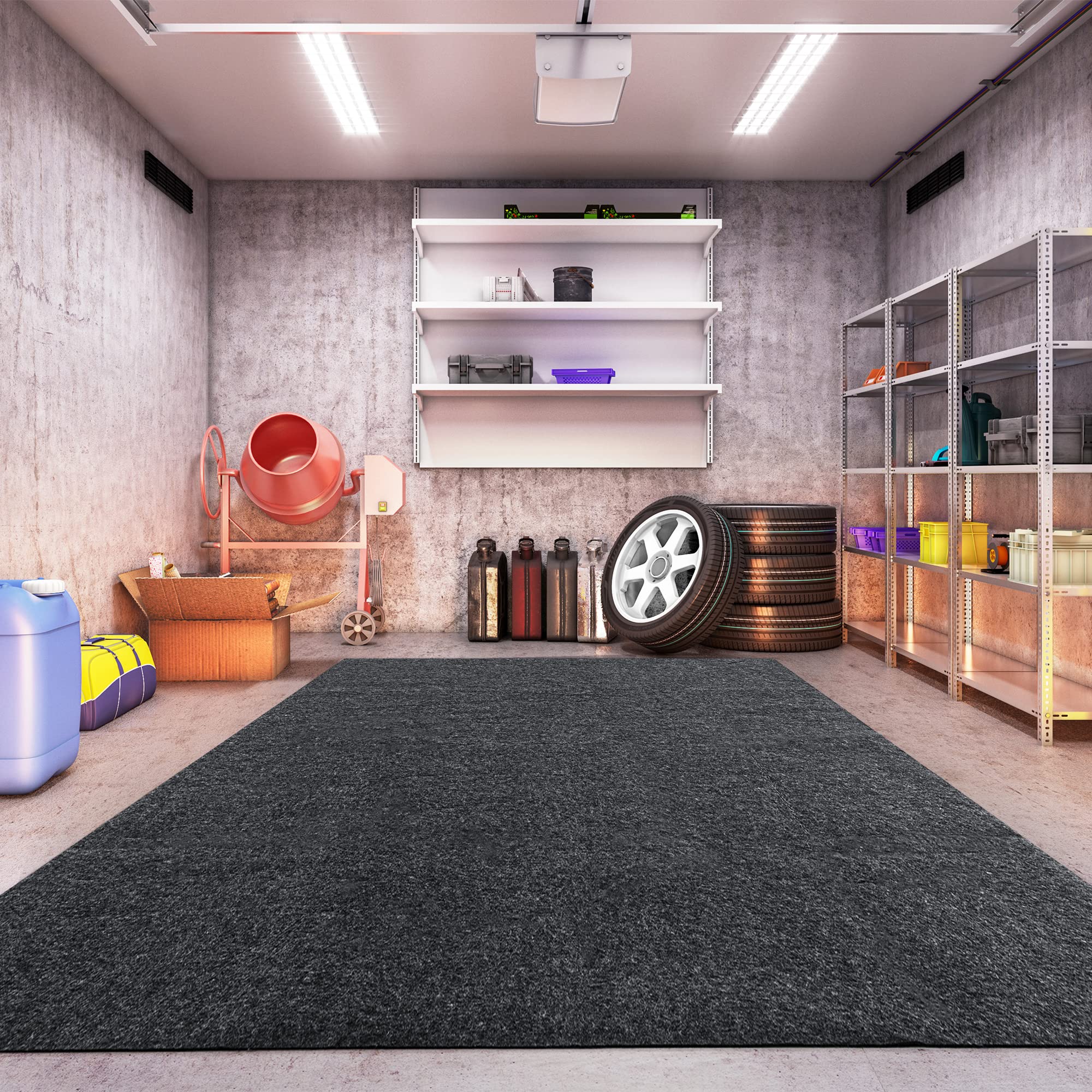 HOMBYS Extra Large Garage Floor Mats for Under Car, Dark Grey Garage Flooring Rug, Motorcycle Oil Spill Mat, Absorbent Oil Garag