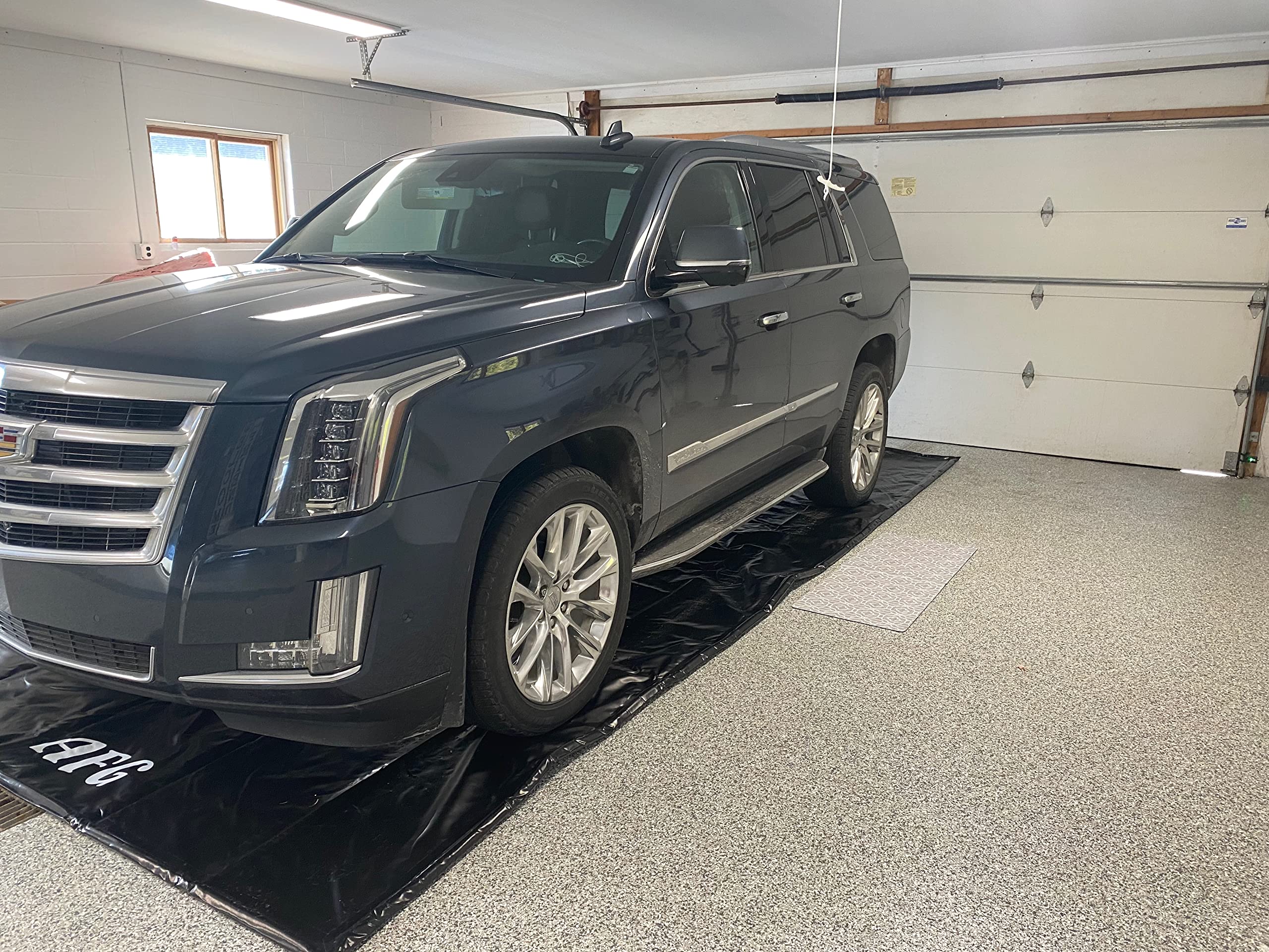 Autofloorguard Afg8520 8.5’X20’ Suv & Truck Heavy Duty Garage Floor Mat For Under Truck For Rain, Ice, And Mud W/ Stay-Put Corner And Telescoping Squeegee