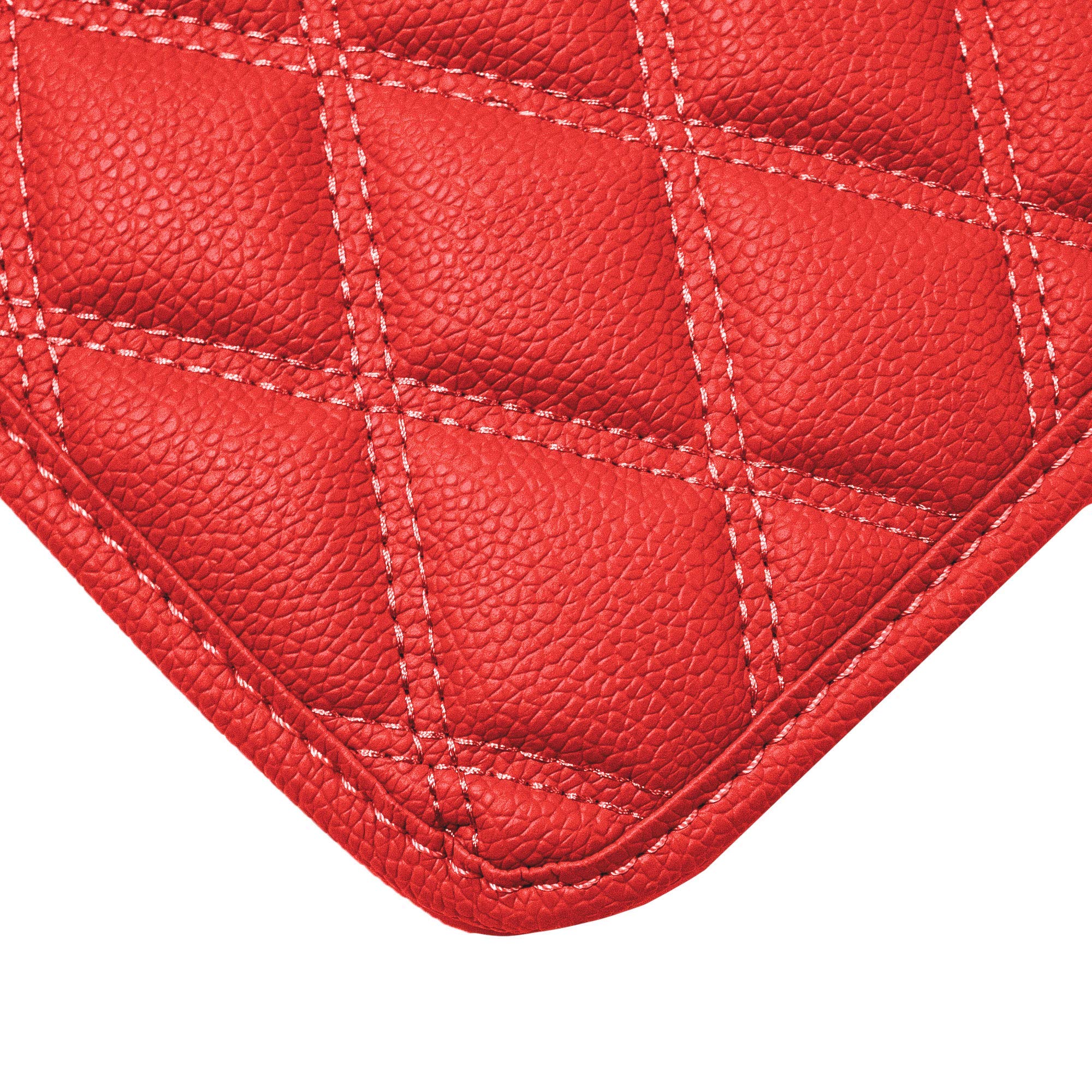Fh Group F16501 Deluxe Heavy-Duty Faux Leather Multi-Purpose Cargo Liner, Diamond 14   , Red Color W. Gift- Fit Most Car, Truck,