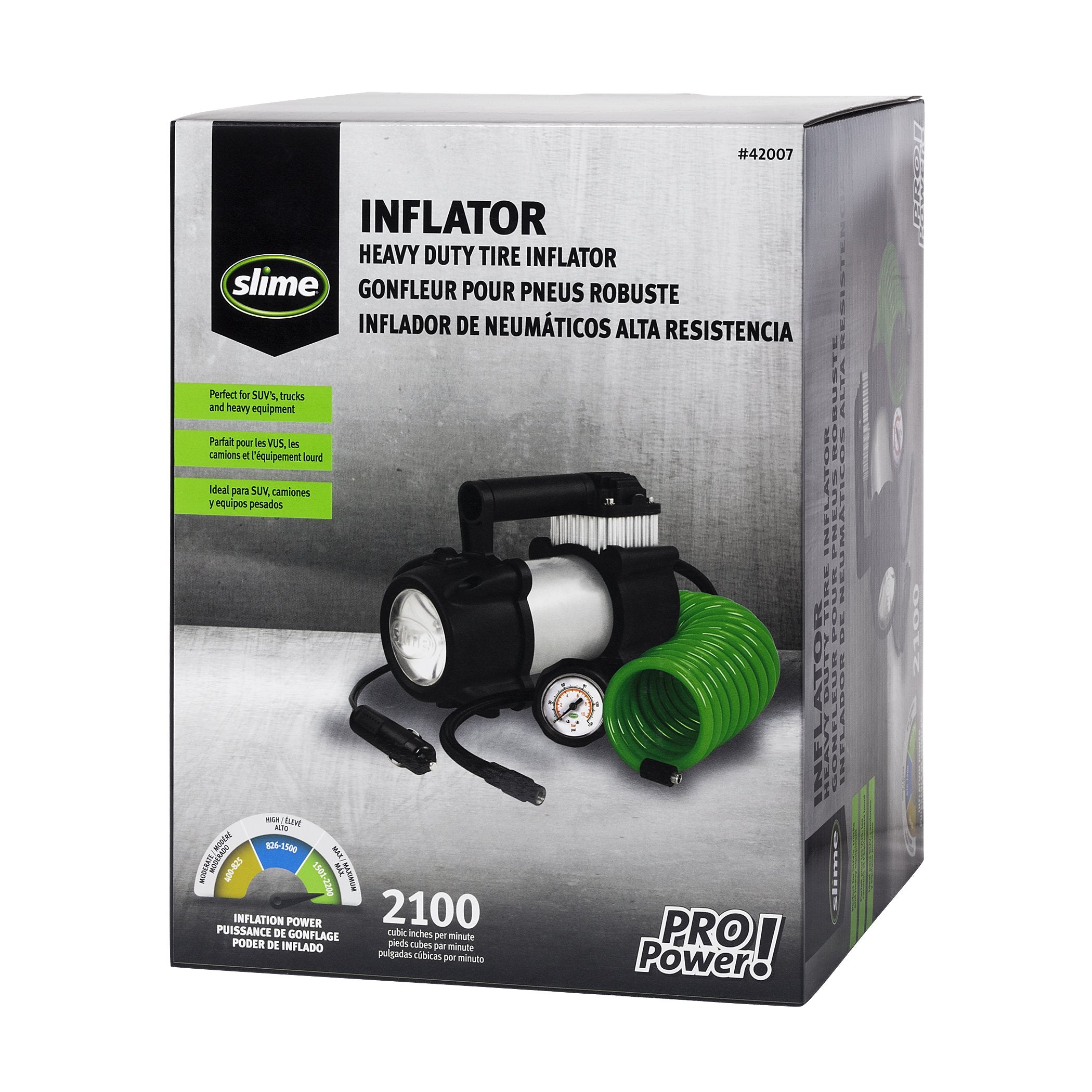 Slime Tire Inflator 42007 - Compact Black Air Pump for Cars and Bikes