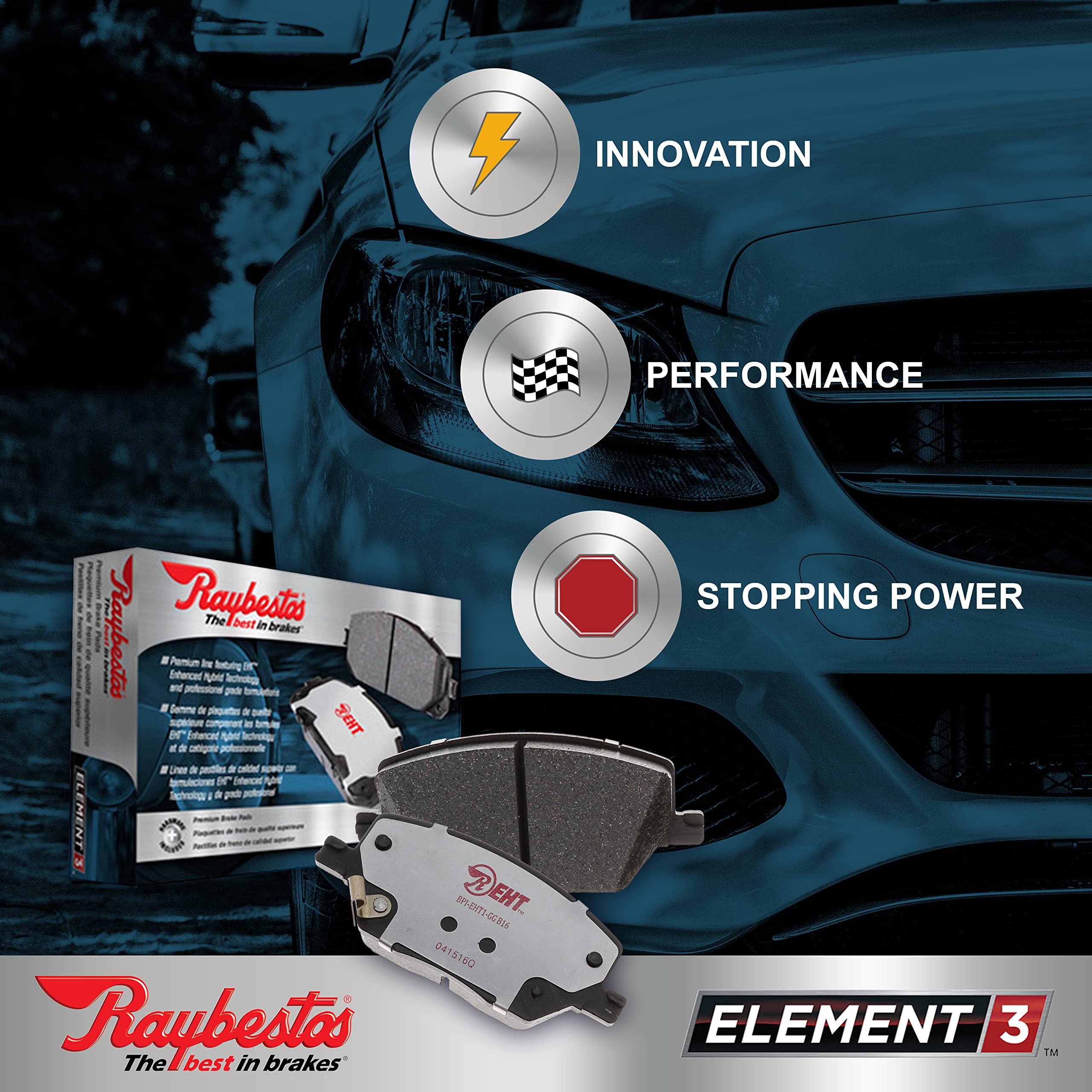 Raybestos Element3 Automotive Replacement Front Brake Pad Set For Select Toyota, Lexus (Eht707H)