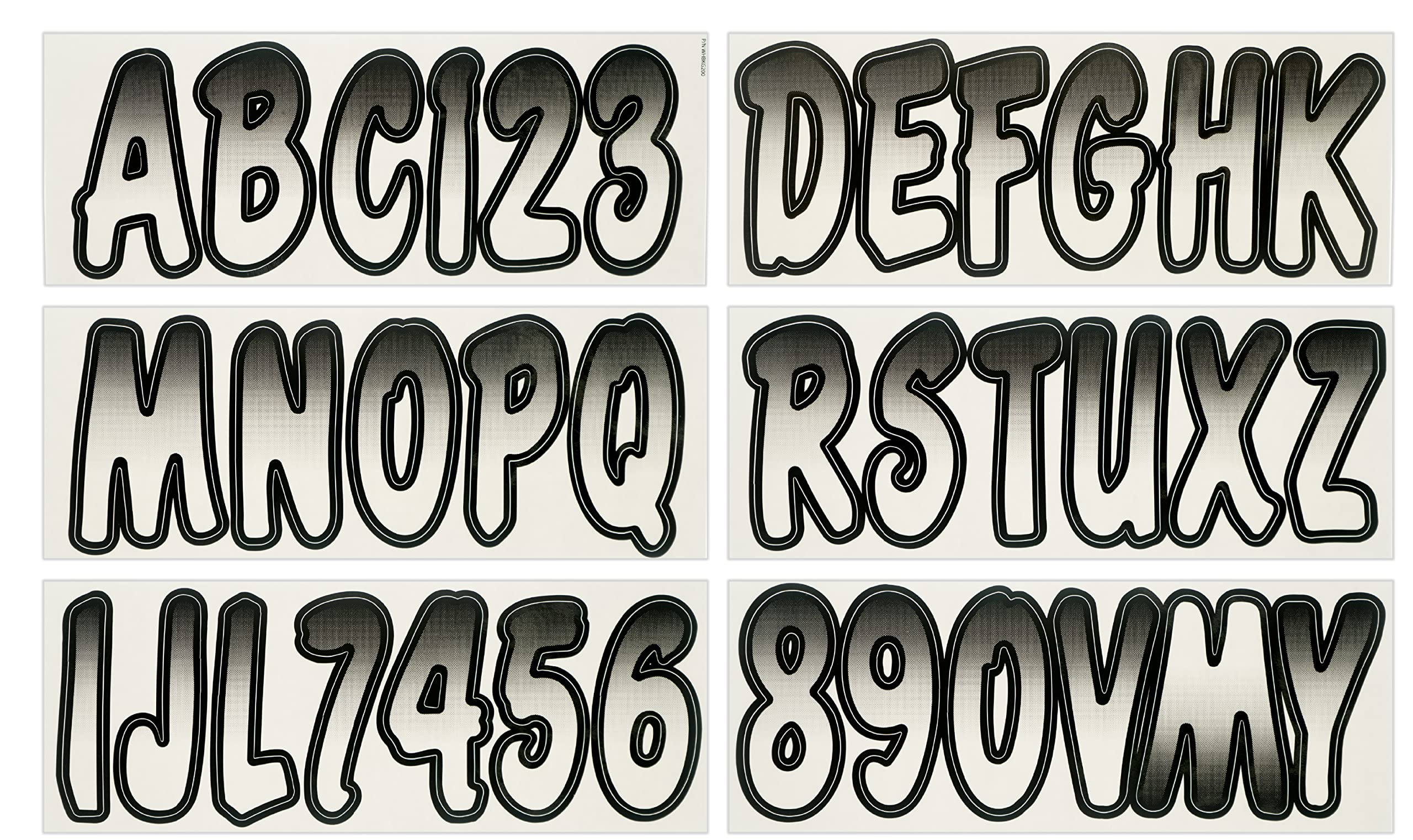 Hardline Products Series 200 Factory Matched 3-Inch Boat & PWC Registration Number Kit, White/Black - WHBKG200